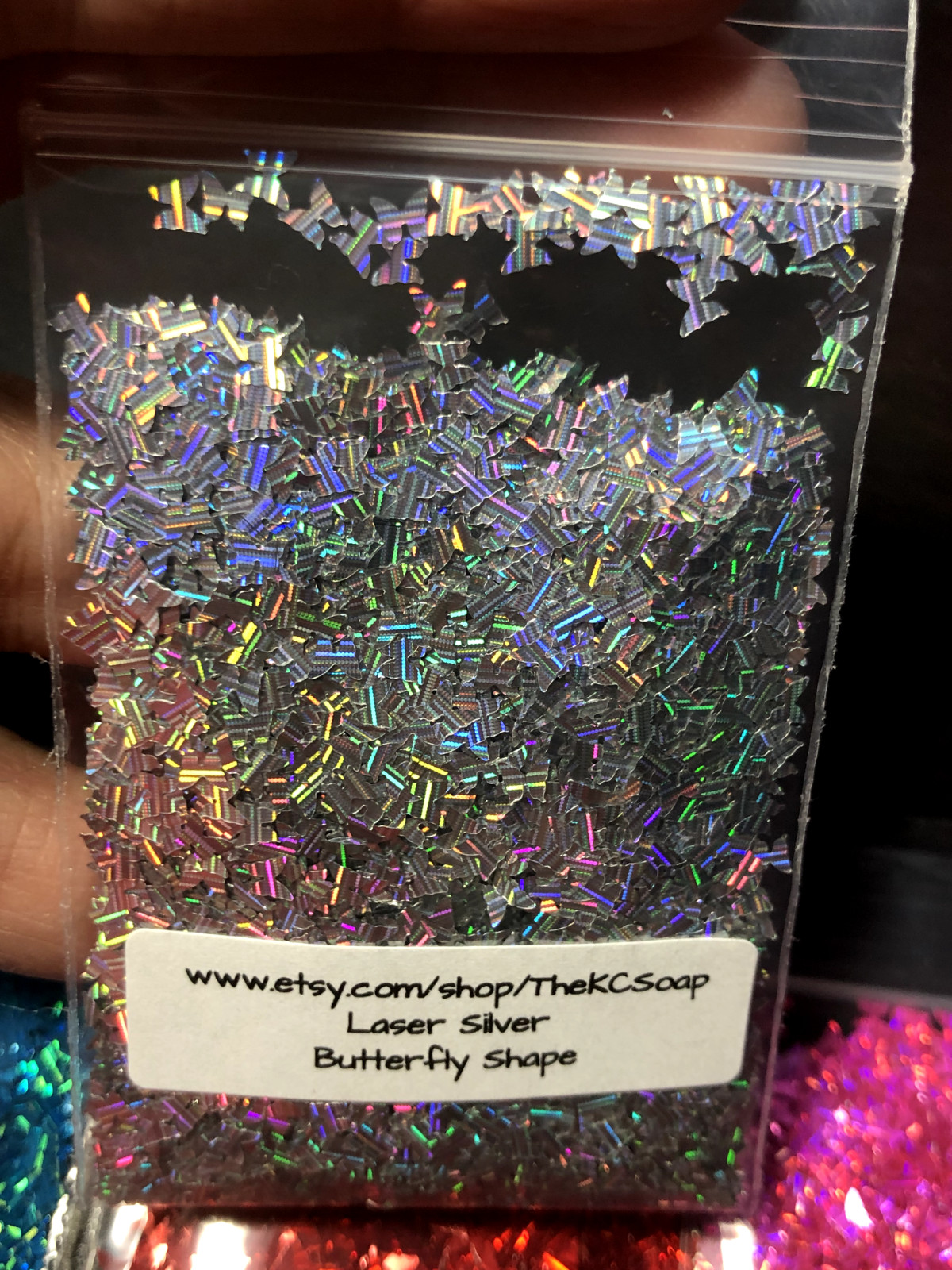 1 TBSP Solvent Resistant LASER SILVER Butterfly Shape Glitter Epoxy US Seller