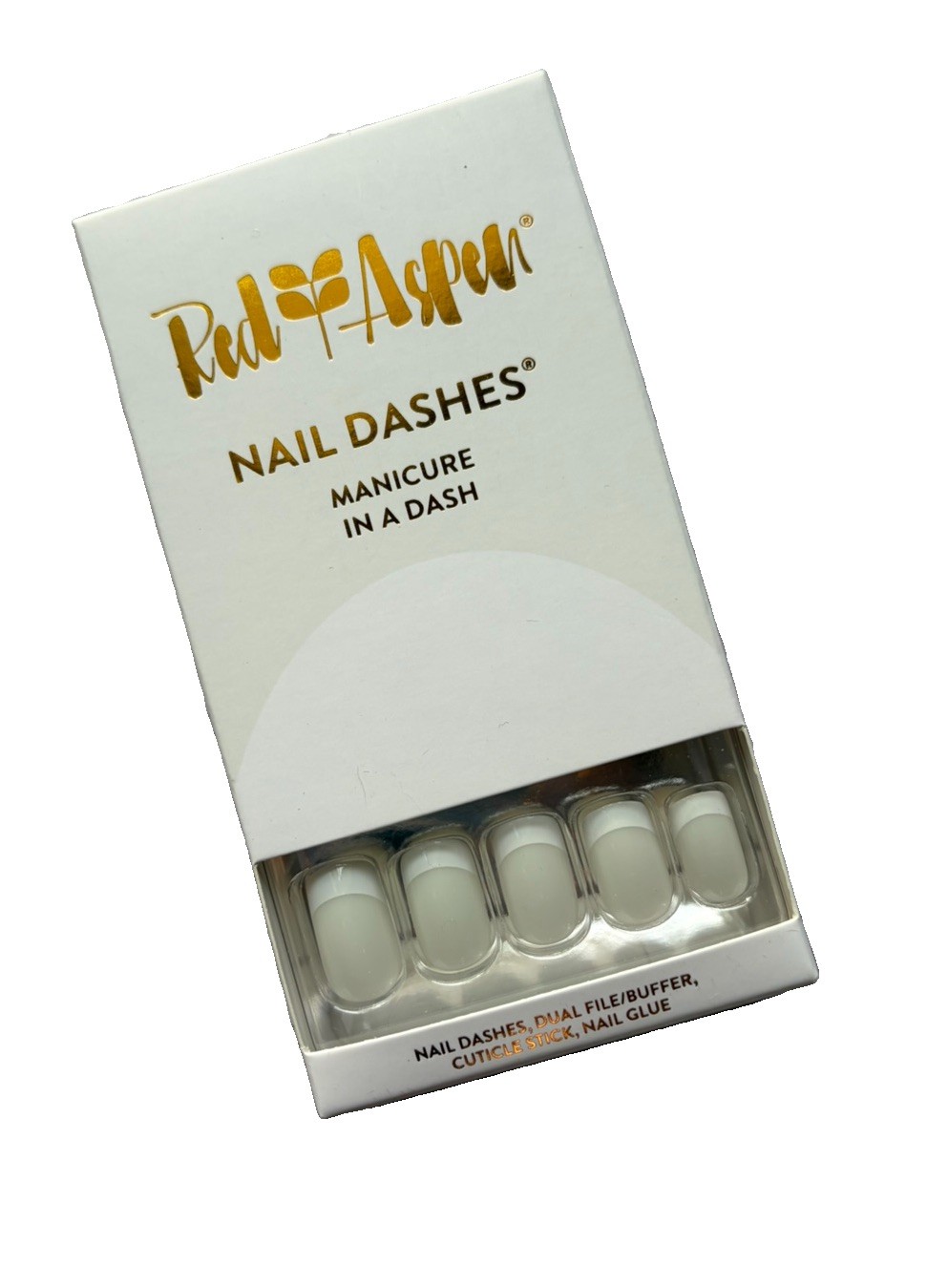 Red Aspen Press On Nail Dashes Chloe In Cannes Medium Square NIB