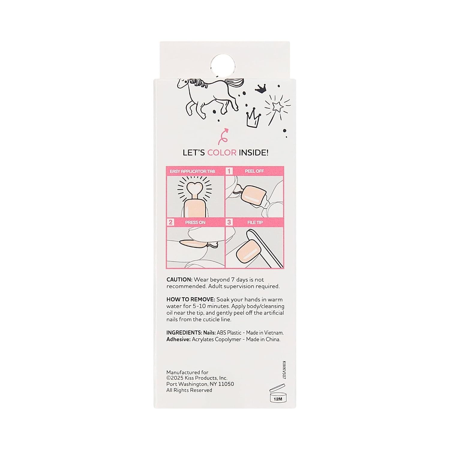 Mini Mani Press On Nails for Kids 20 Short Squoval Glitter Pink No Glue