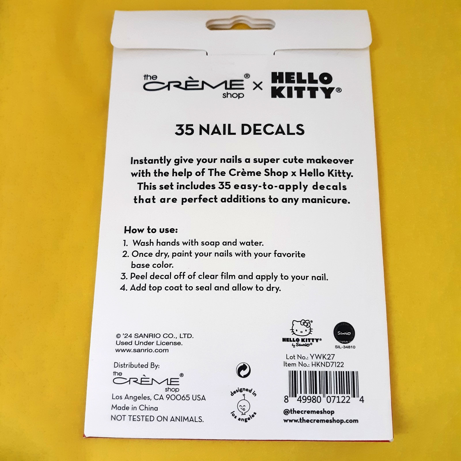 The Creme Shop Hello Kitty Nail Decals 35 Piece Easy To Apply Cute Nail Art New