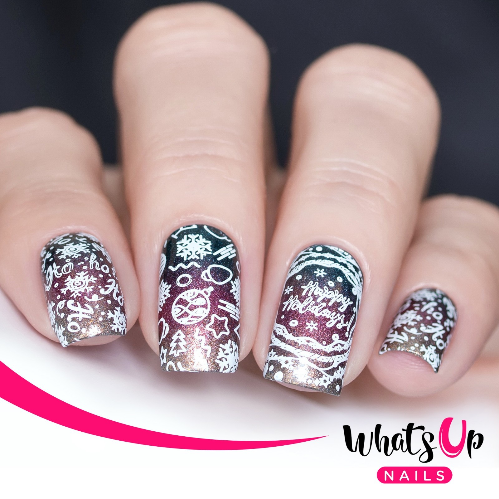 B034 Deck the Nails Stamping Plate For Christmas Stamped Nail Art Design