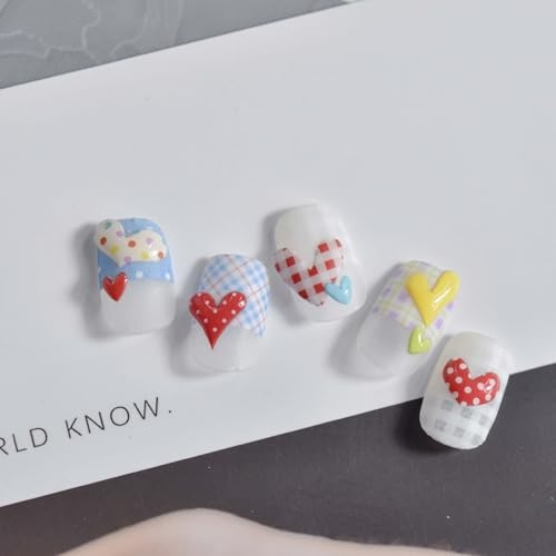 Heart Nail Stickers Colorful Nail Art Stickers Polka Dot with Design Colorful01