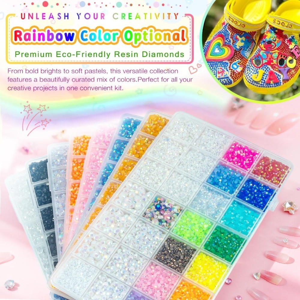 Clear Flatback Rhinestones for Nails Crafts 2-6mm Glitter Resin Gems with