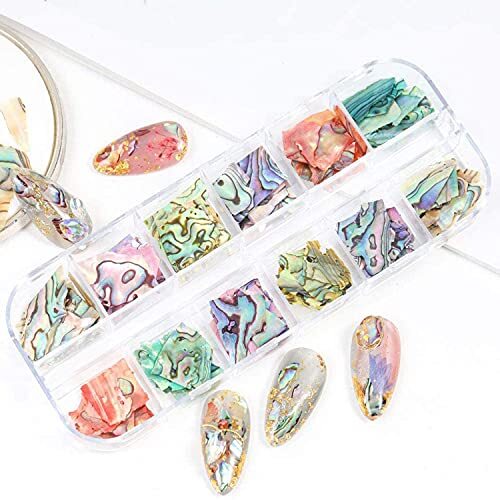 Abalone Seashell Slices, 3D Nail Art Glitter Sequins Irregular Thin Flakes