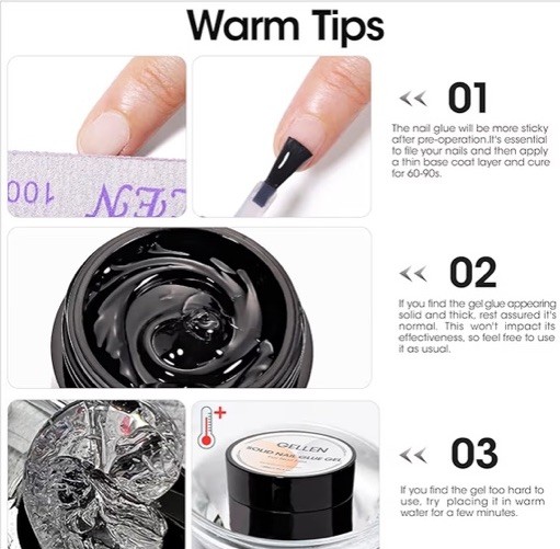 GELLEN Solid Nail Glue Gel 15g Long-Lasting Non-Toxic Low Odor UV/LED