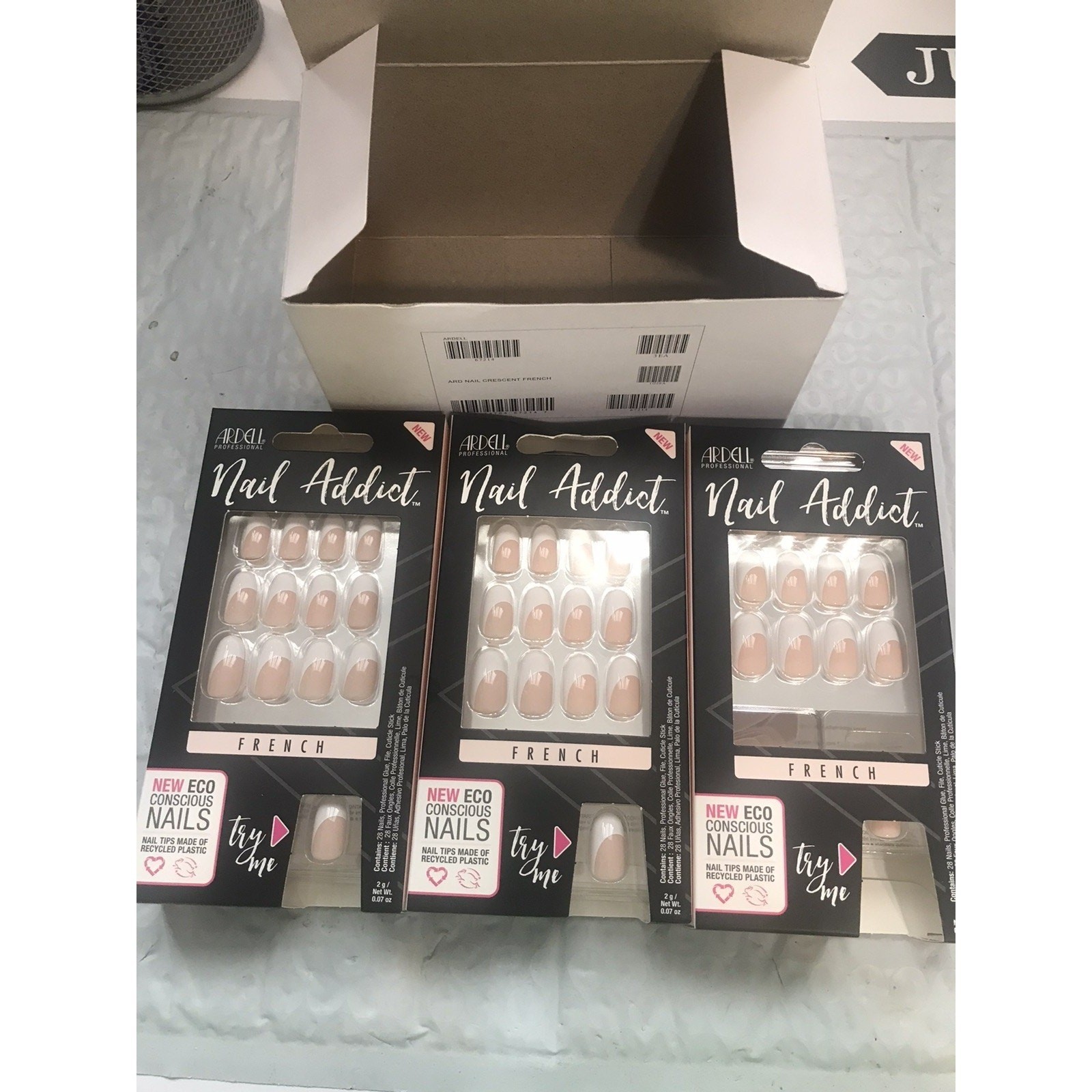 ARDELL Nail Addict Premium 28 Nails French Bandeau, French Manicure New 3 Pack