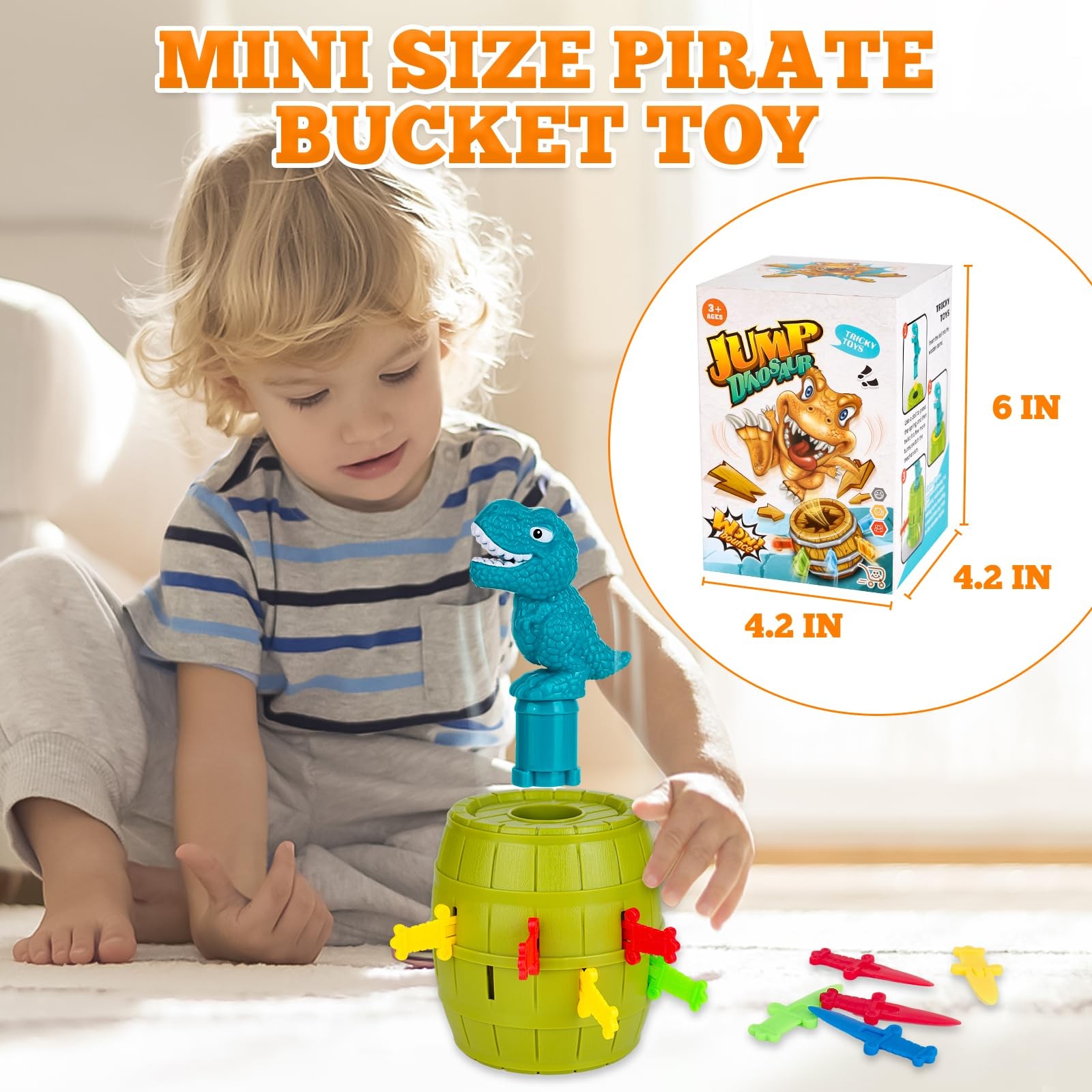 ZOPMTIYO Pop-Up Dinosaur Pirate Board Game for Kids Ages 3+ – Medium, Basic