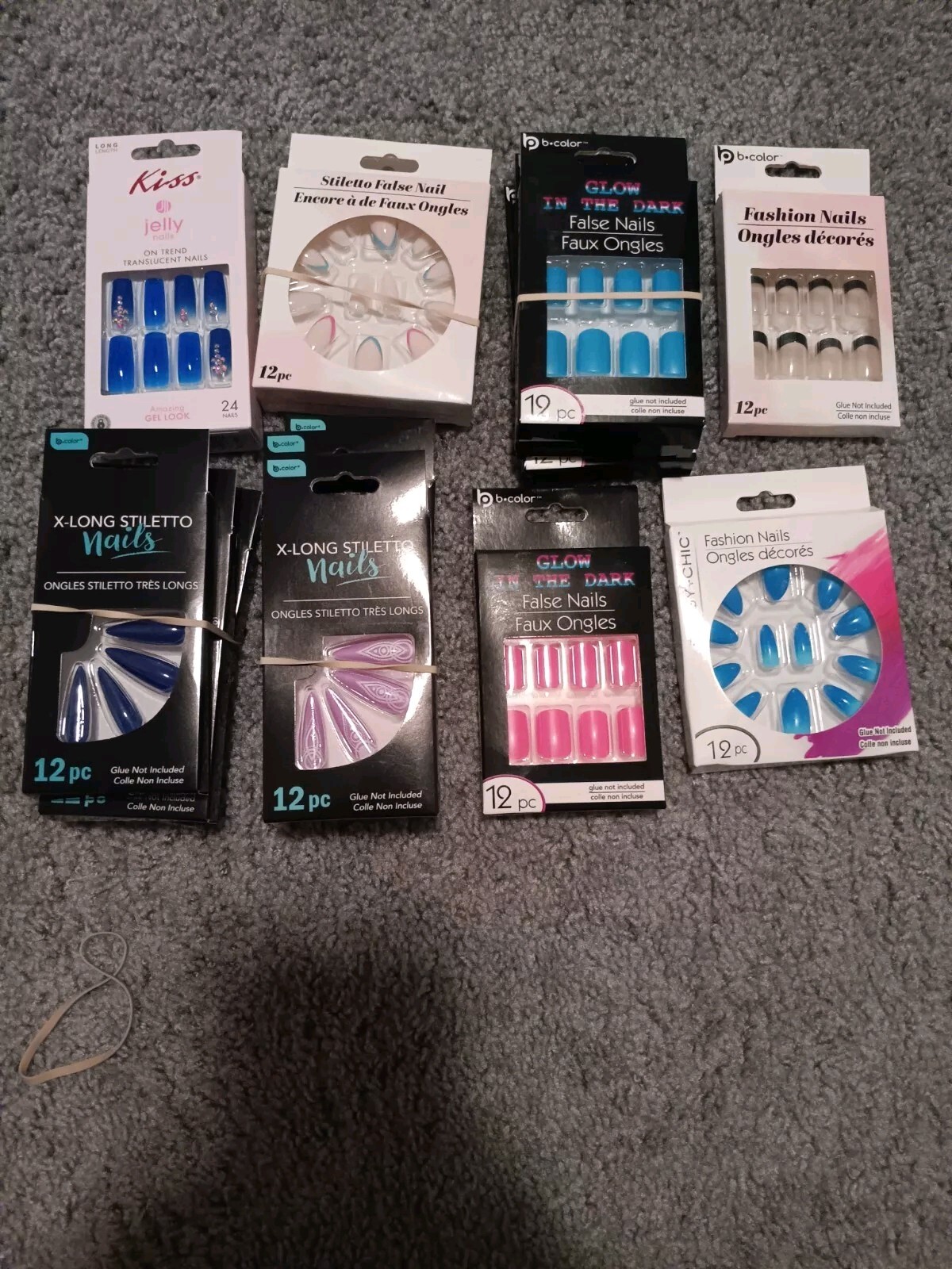 Large Lot Of Glue On Nails. 68 Boxes Total. 3 Acrylic Sculpture Kits. New.