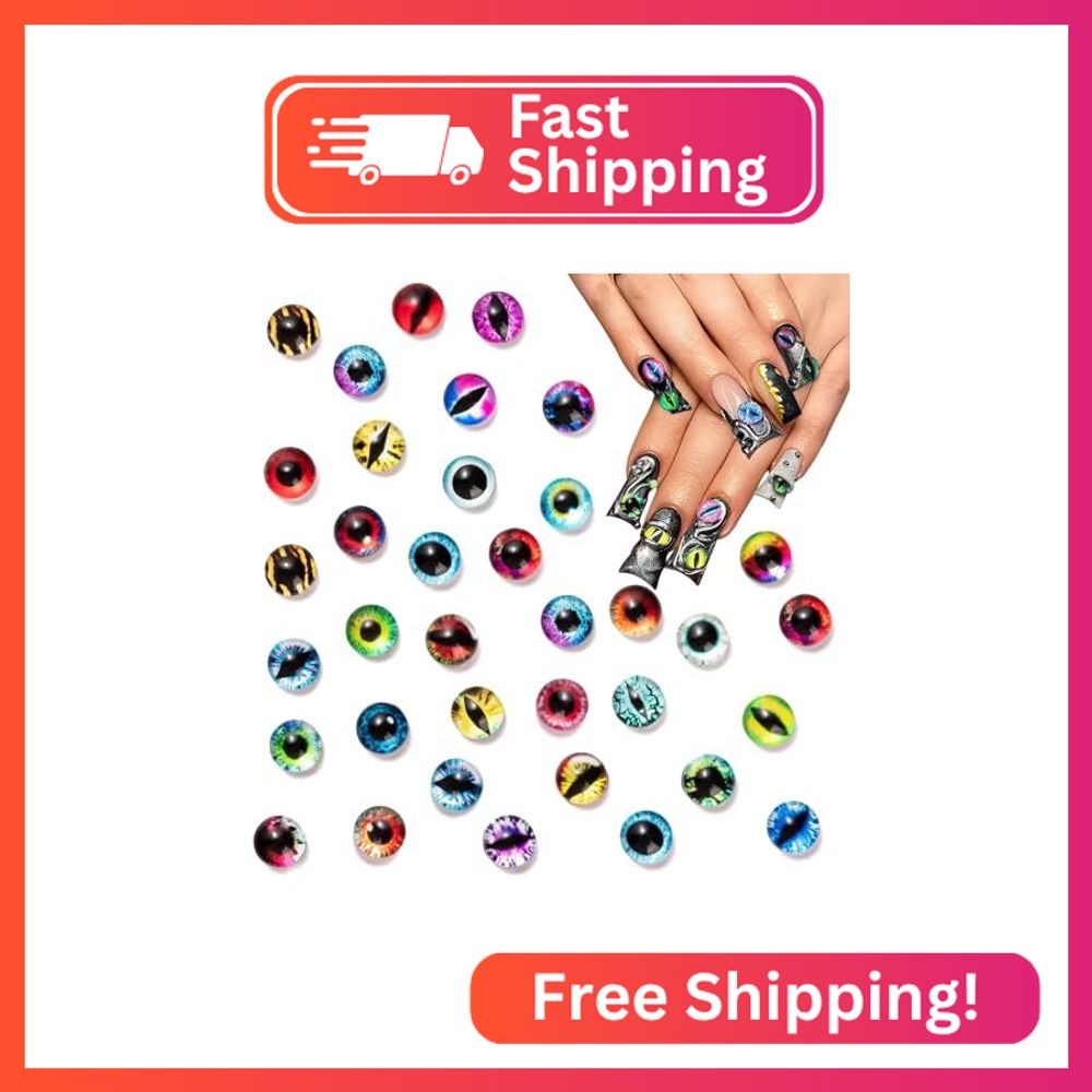 150Pcs Eye Nail Charms, Eyeball Charms for Nails, Dragon Eye Nail Charms, Animal