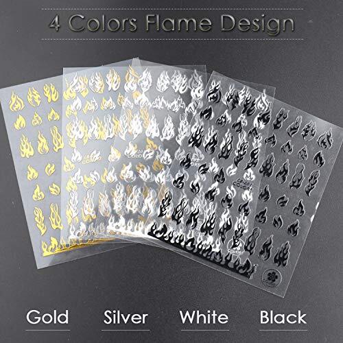 8 Sheets Flame Nail Art Stickers Decals 3D Self-Adhesive Nail Art Design Fire