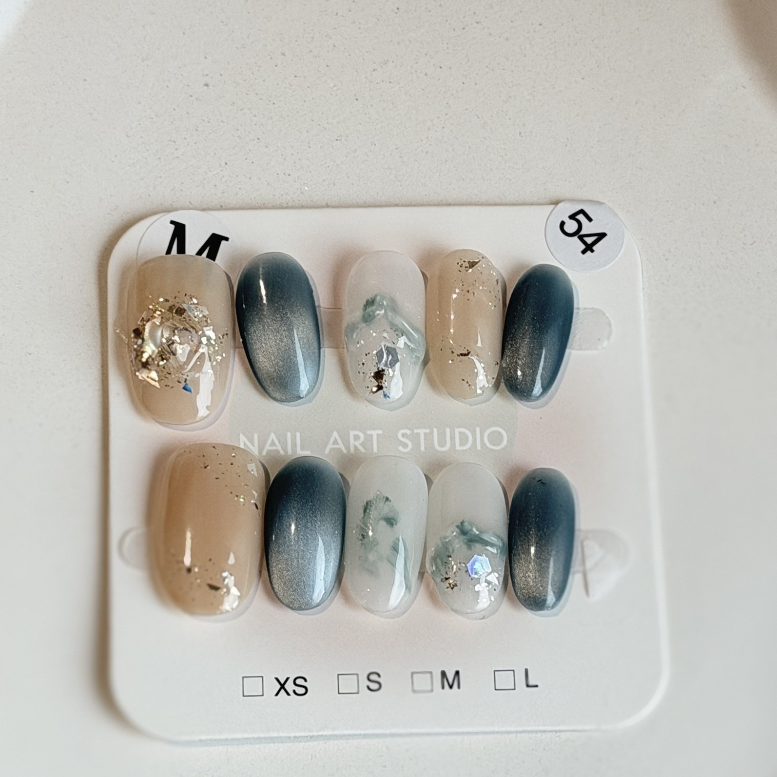 Unique Handmade Press-On Nails Size M | One of a Kind Set, Reusable 54