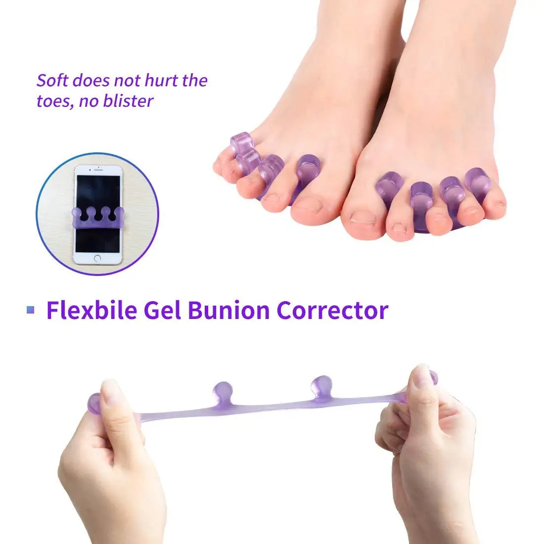 2Pcs Soft Silicone Finger Toe Separators for Nail Polish – 5 Colors