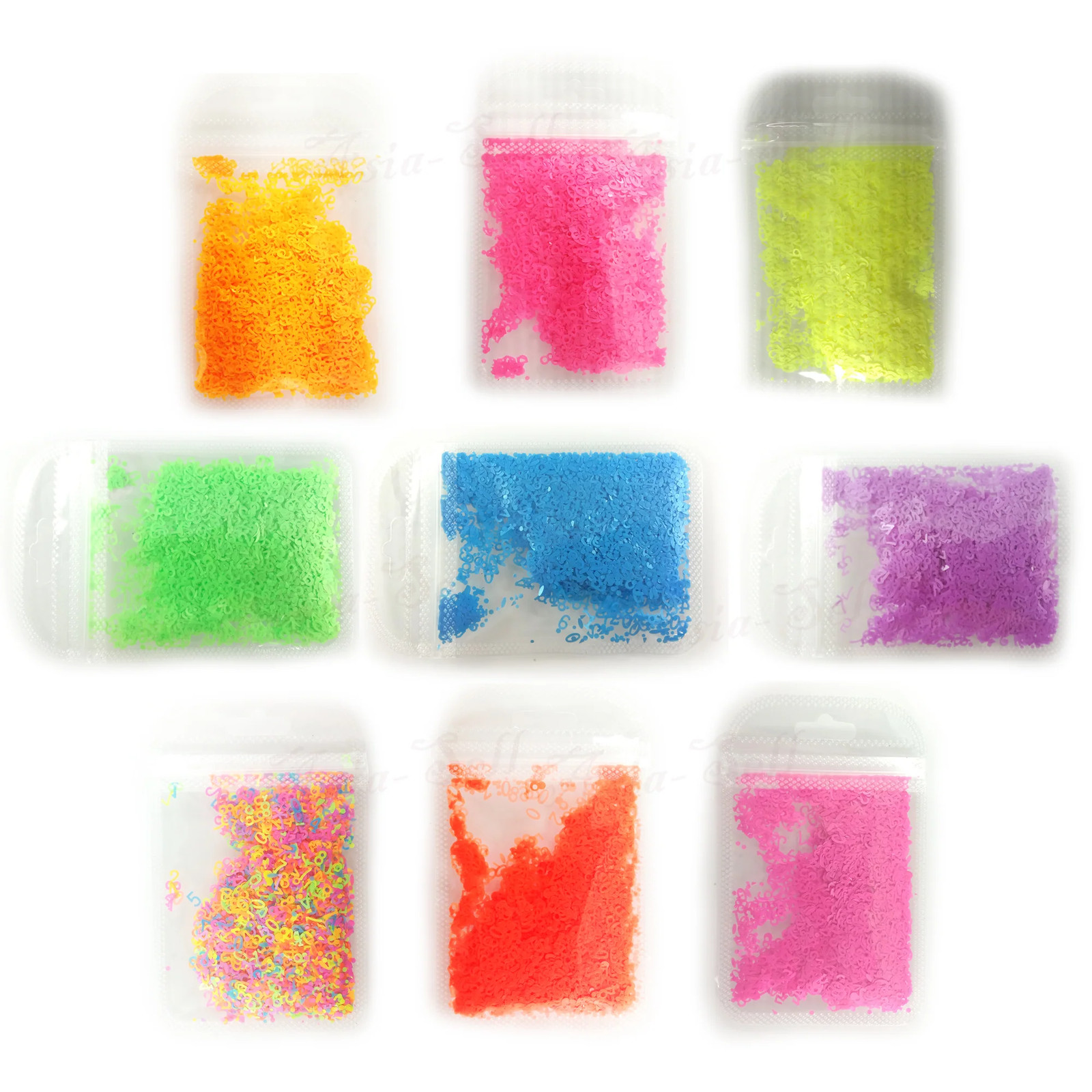 Flourescent Sequins Glitter Nail Art Mixed Size Number Design Shape Flakes Tips