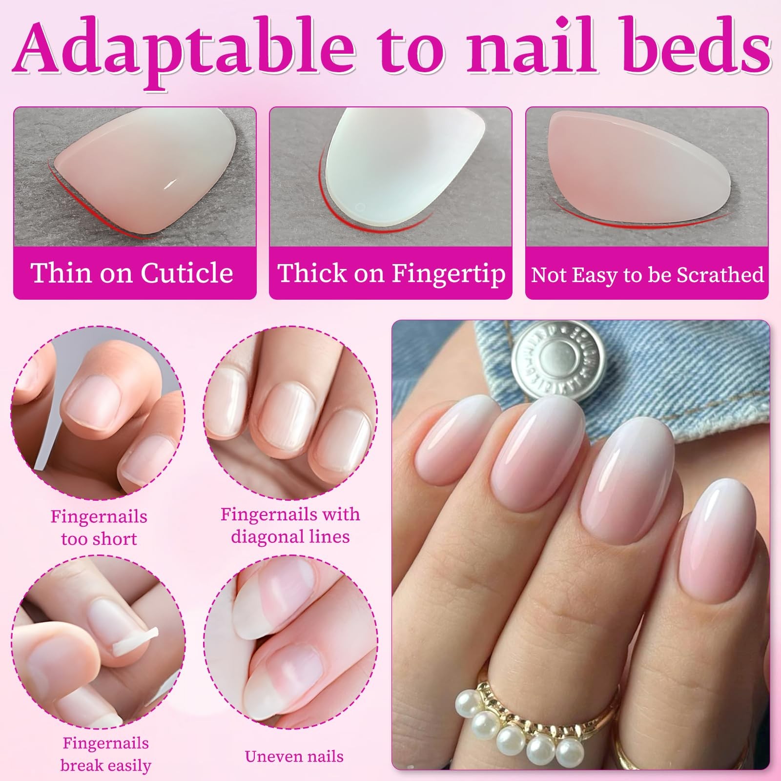168pc Ombre Press on Nails Short Oval Fake Nails with Tabs, Round Almond Nail…