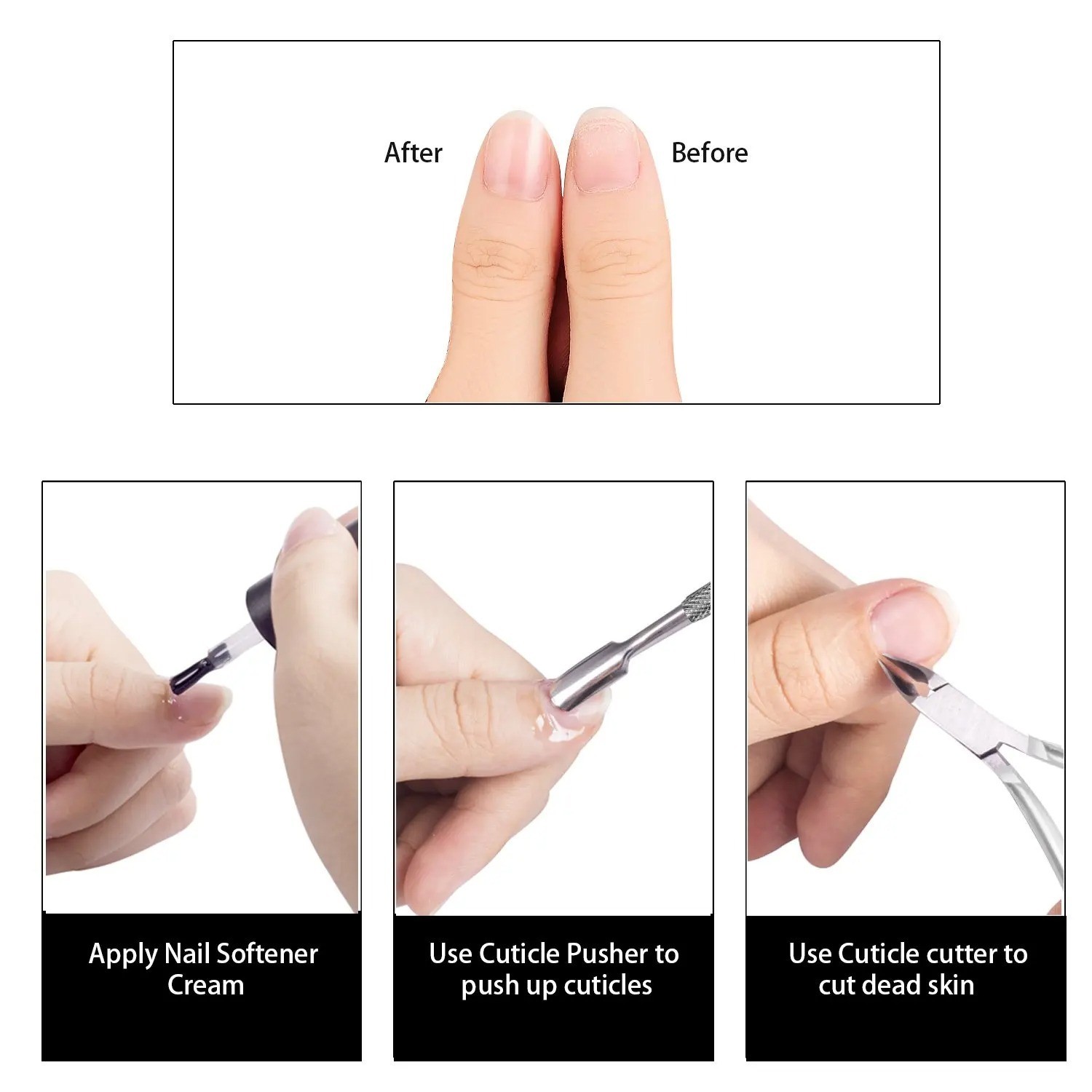 4PCS Cuticle Pliers Set with Pusher Stainless Steel Nail Trimmer Tool Kit
