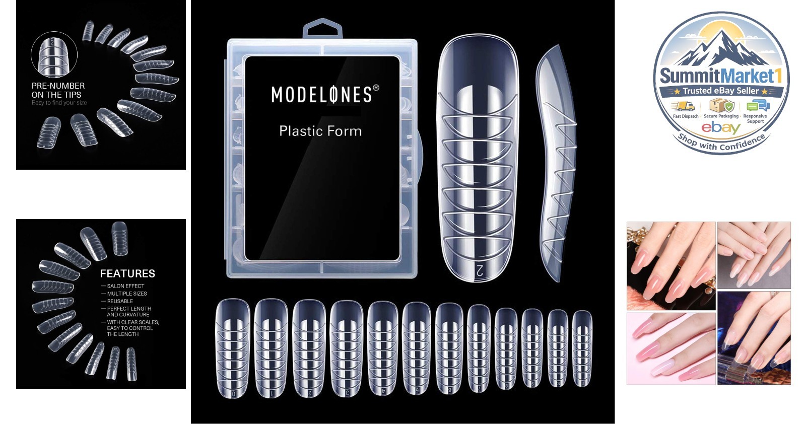 Poly Extension Gel Nail Forms 120pcs Clear Ballerina Full Cover Tips