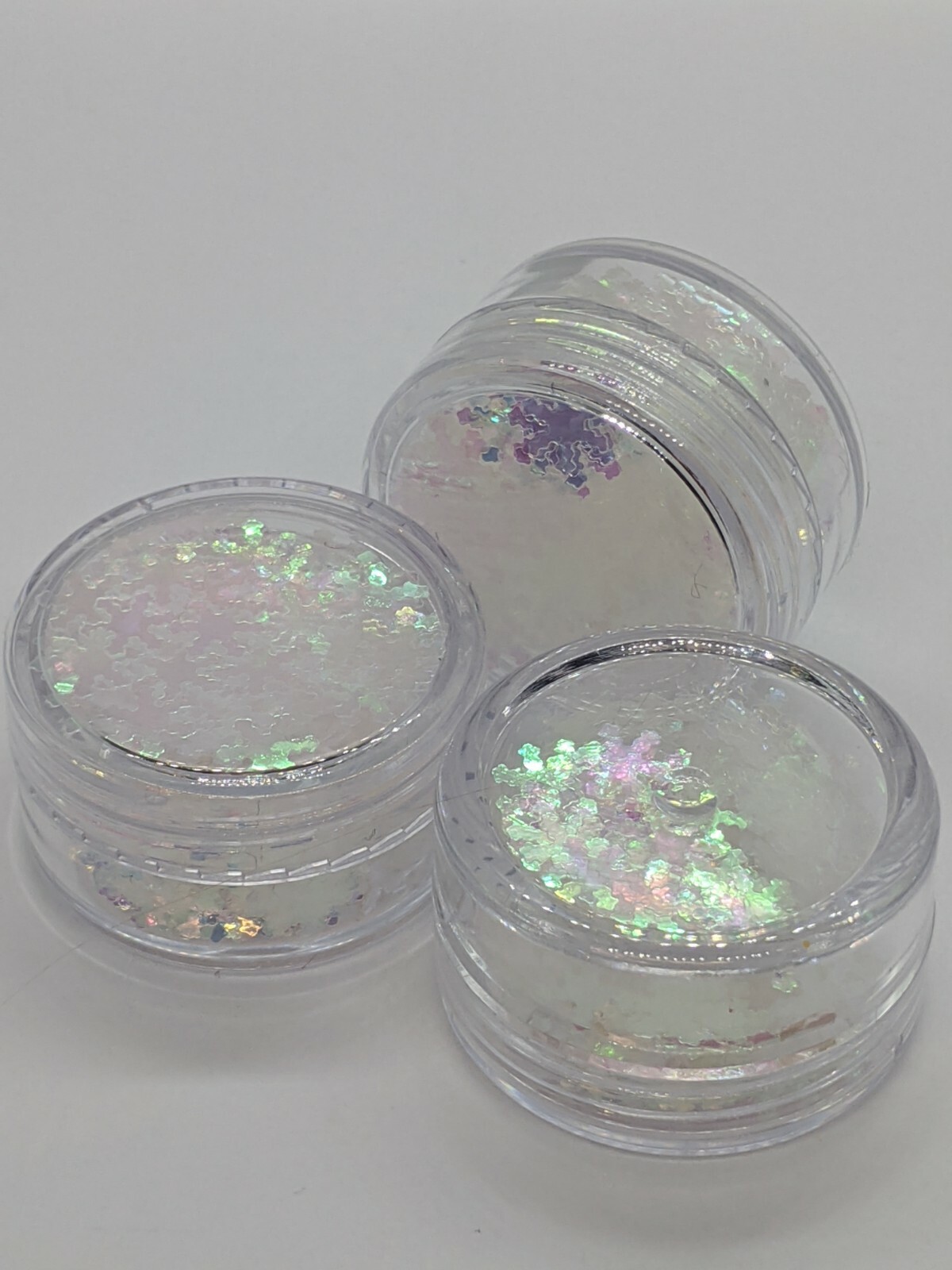 Colour Shift AB Clear/White/Green/Pink Snowflakes Winter Christmas UK Seller