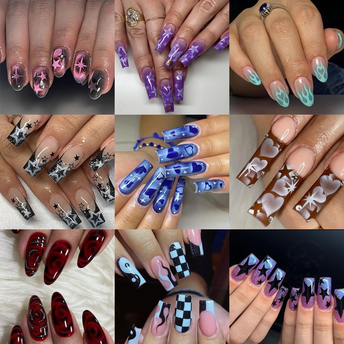 6 Sheets Colorful 3D Nail Art Stickers & Stencils for French & DIY Manicure