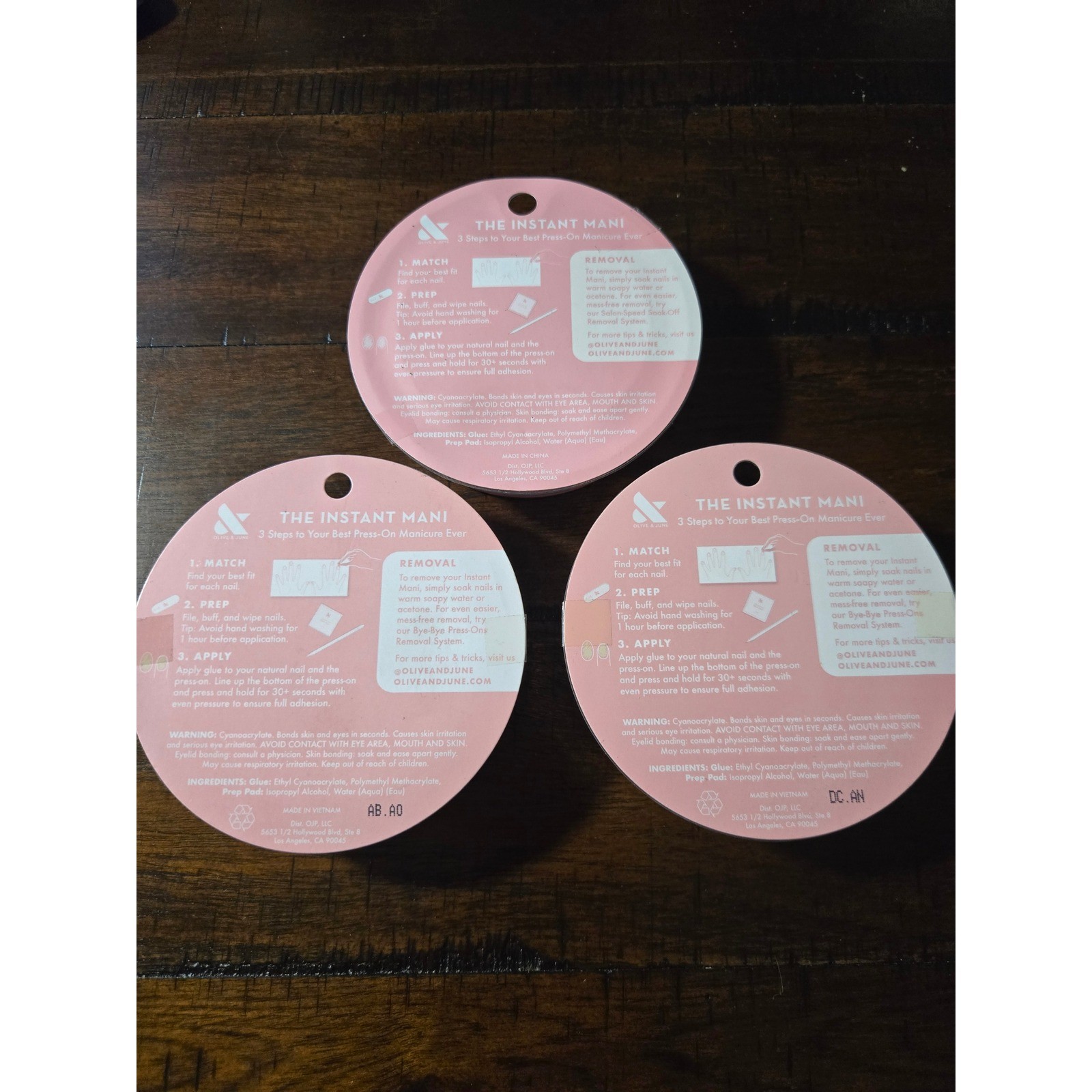 Olive & June Instant Mani Press-On Nail Bundle Red CV Sheer Lavender Shimmer 3pk