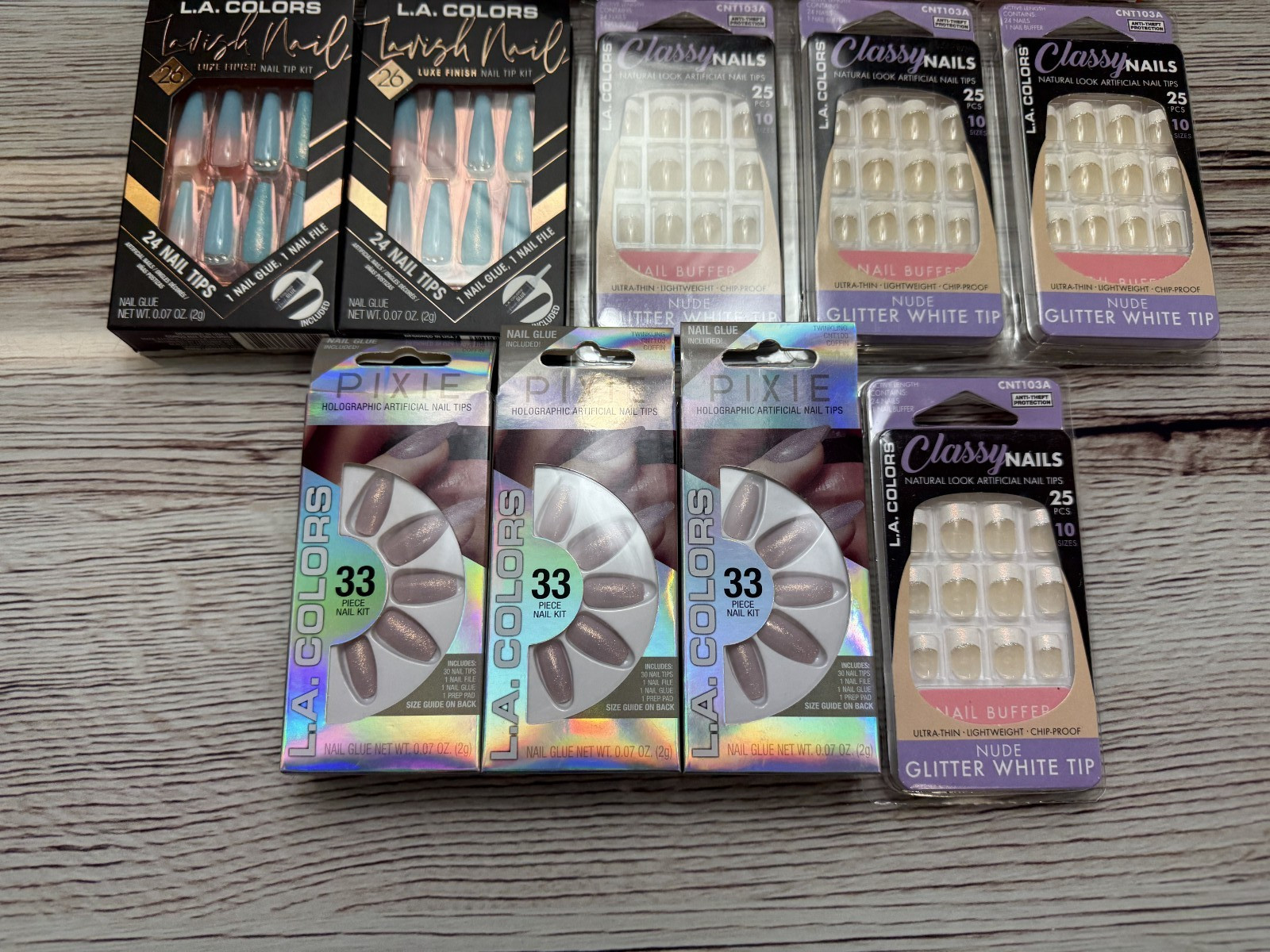 Lot Of 15 LA. Colors glue on nails all different styles NEW