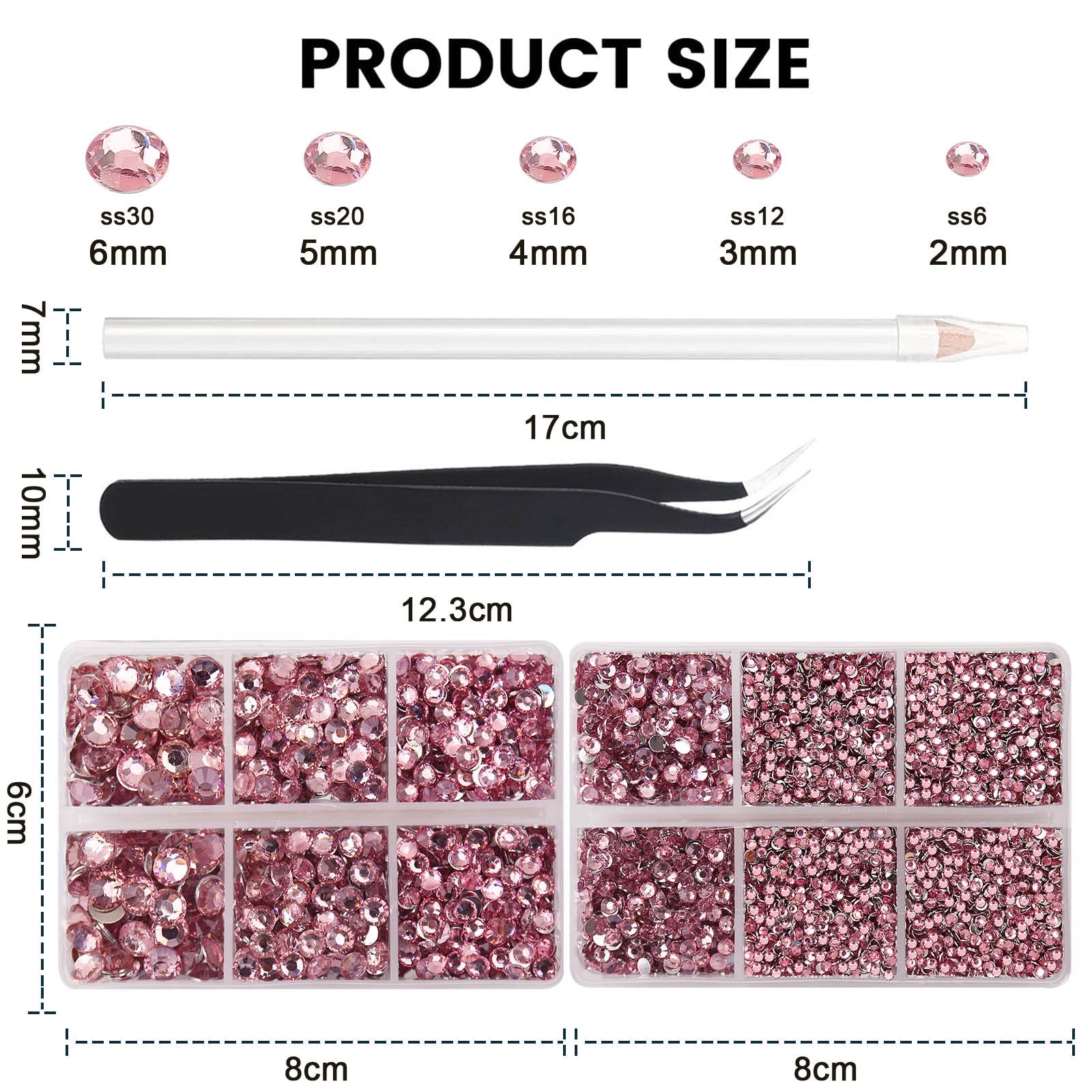 10000PCs 2-6MM Pink Resin Flat Back Rhinestones with Silver Bottom, Round Non…