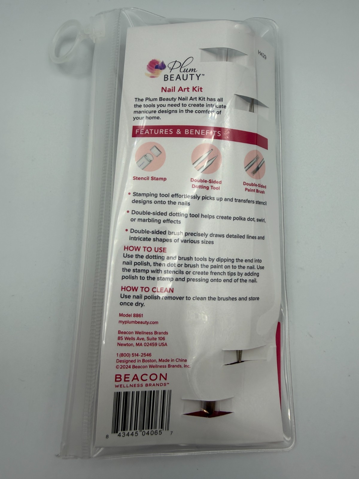 LOT OF 5 Nail Art Kit (Stencil Stamp, Dotting Tool, Paint Brush) for Manicures