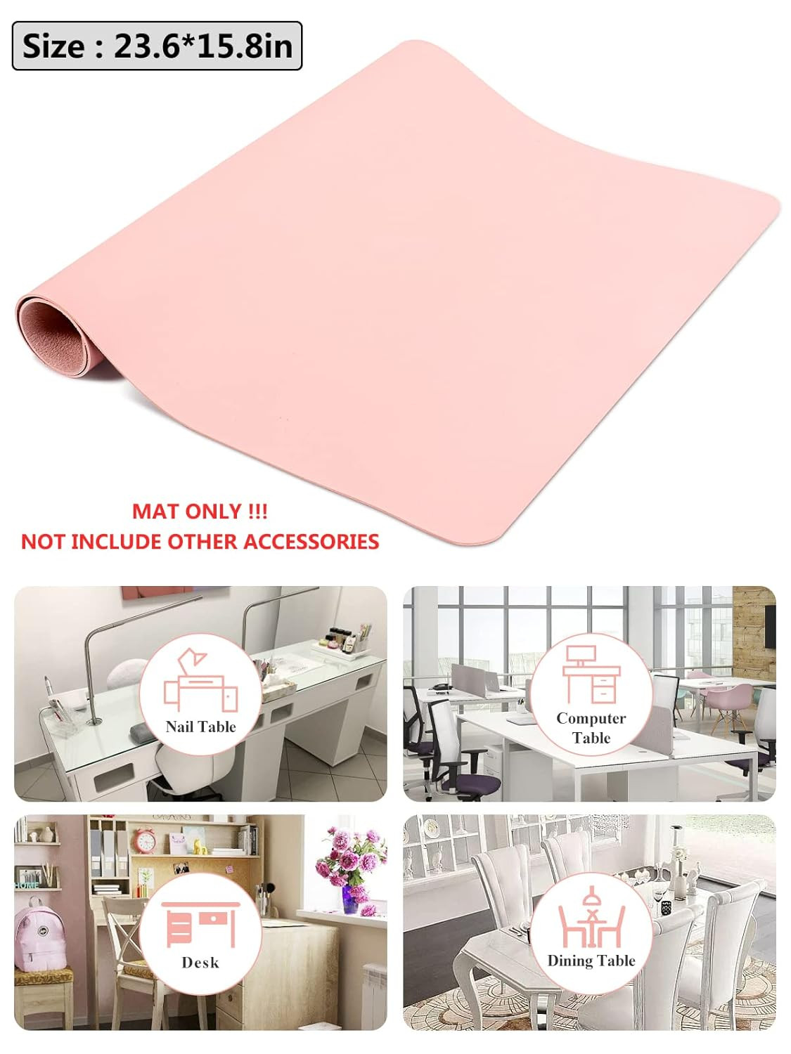 (MAT ONLY) Pink Nail Art Table Mat, Foldable Nail Art Hand Rest Pad for Nail Arm