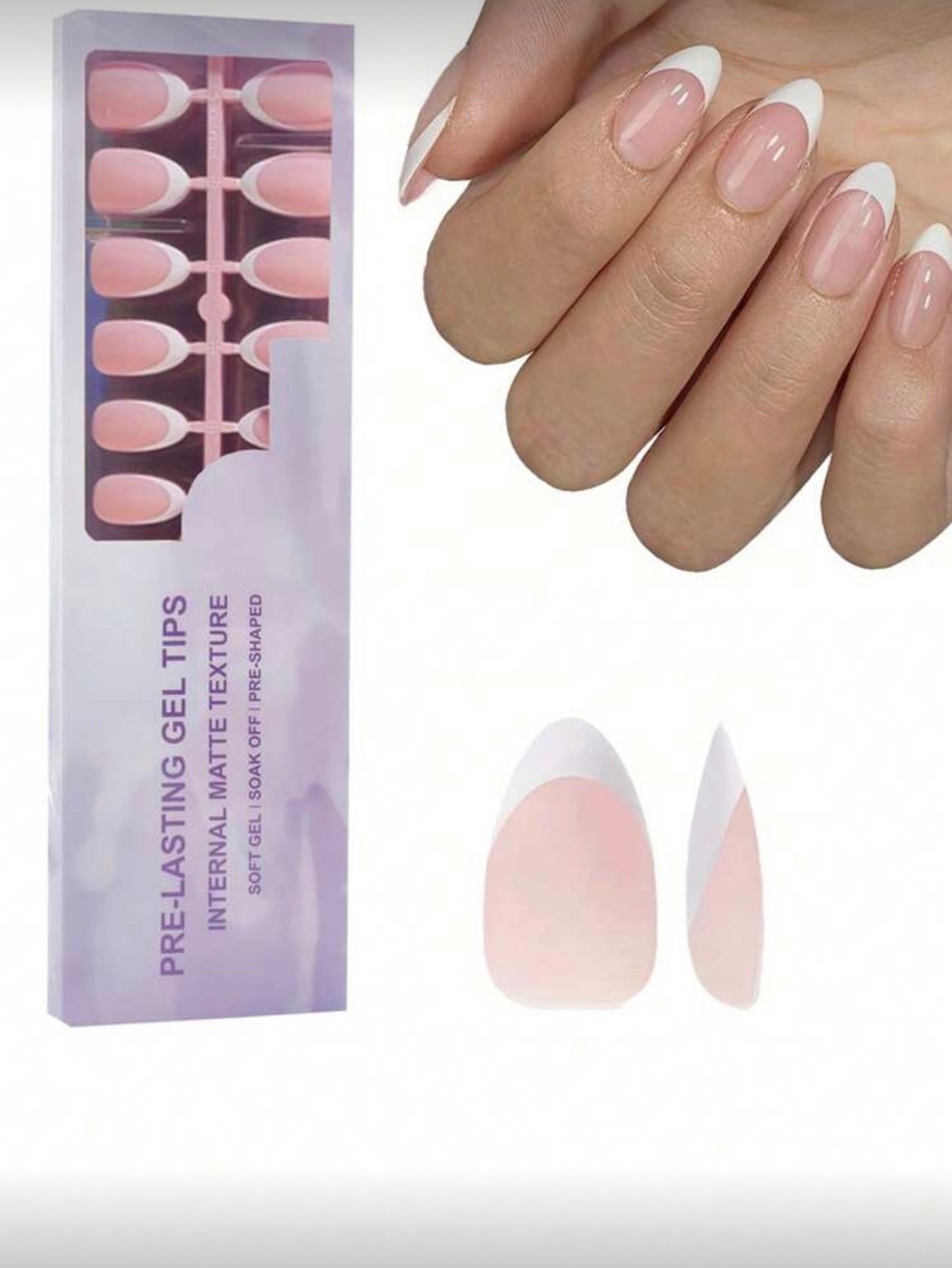 Almond Nude French Gel Tips 150pc