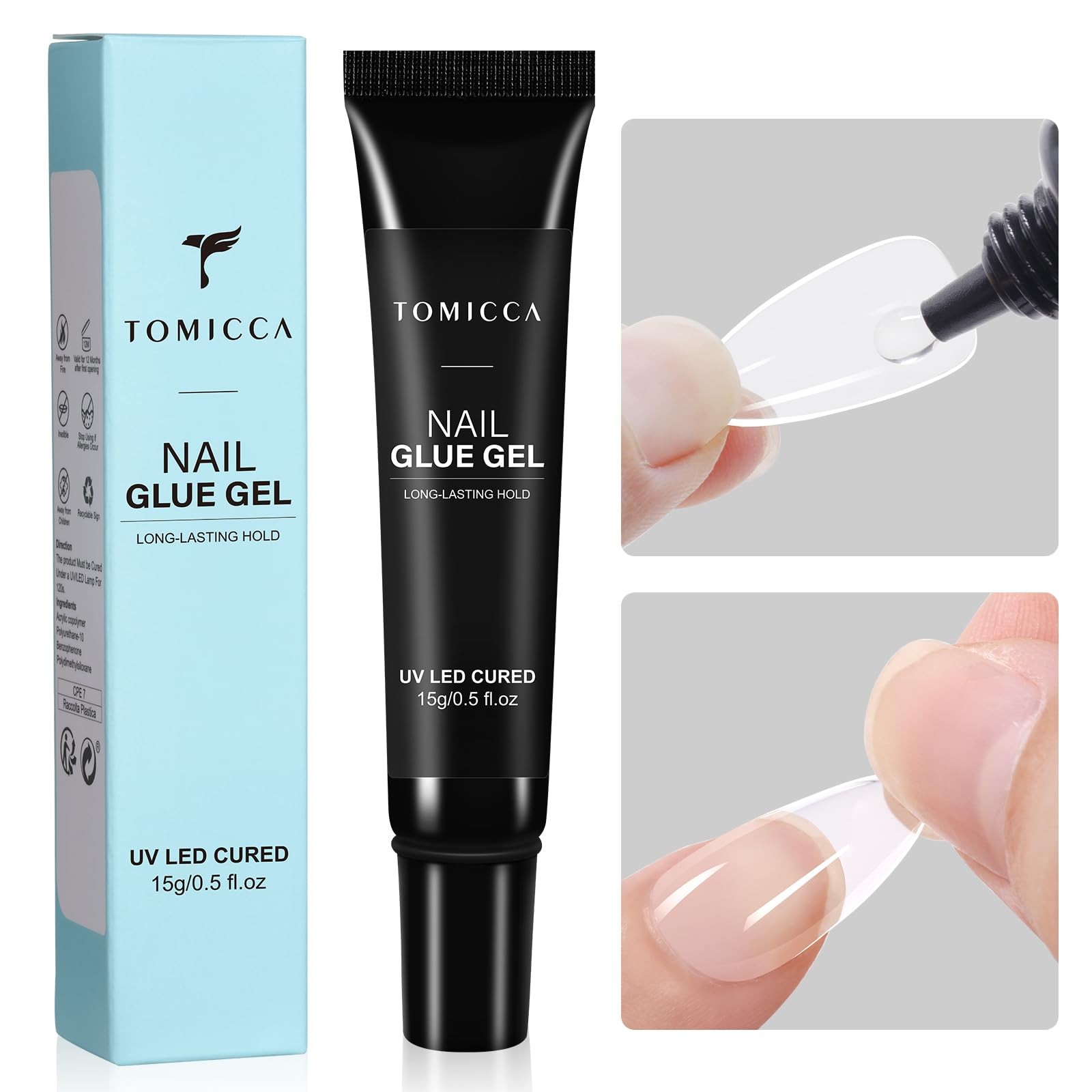 Solid Nail Glue Gel, 15ml Long Lasting Strong Adhesive for nail tips Press on Na