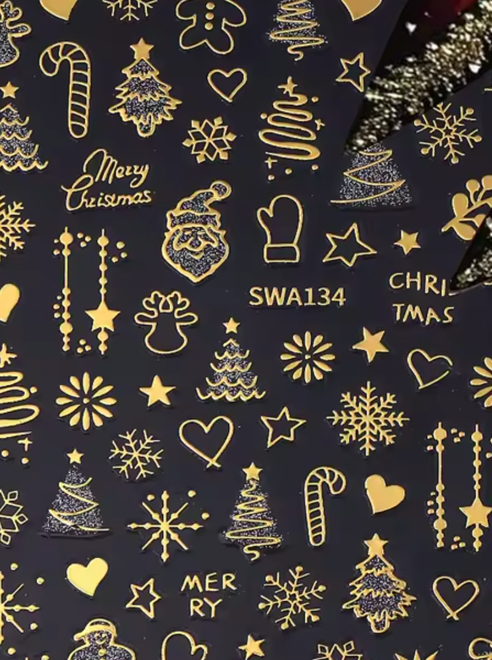 Christmas Nail Art Decal Stickers, Holiday Nail Design, Trendy Winter Nail Decor