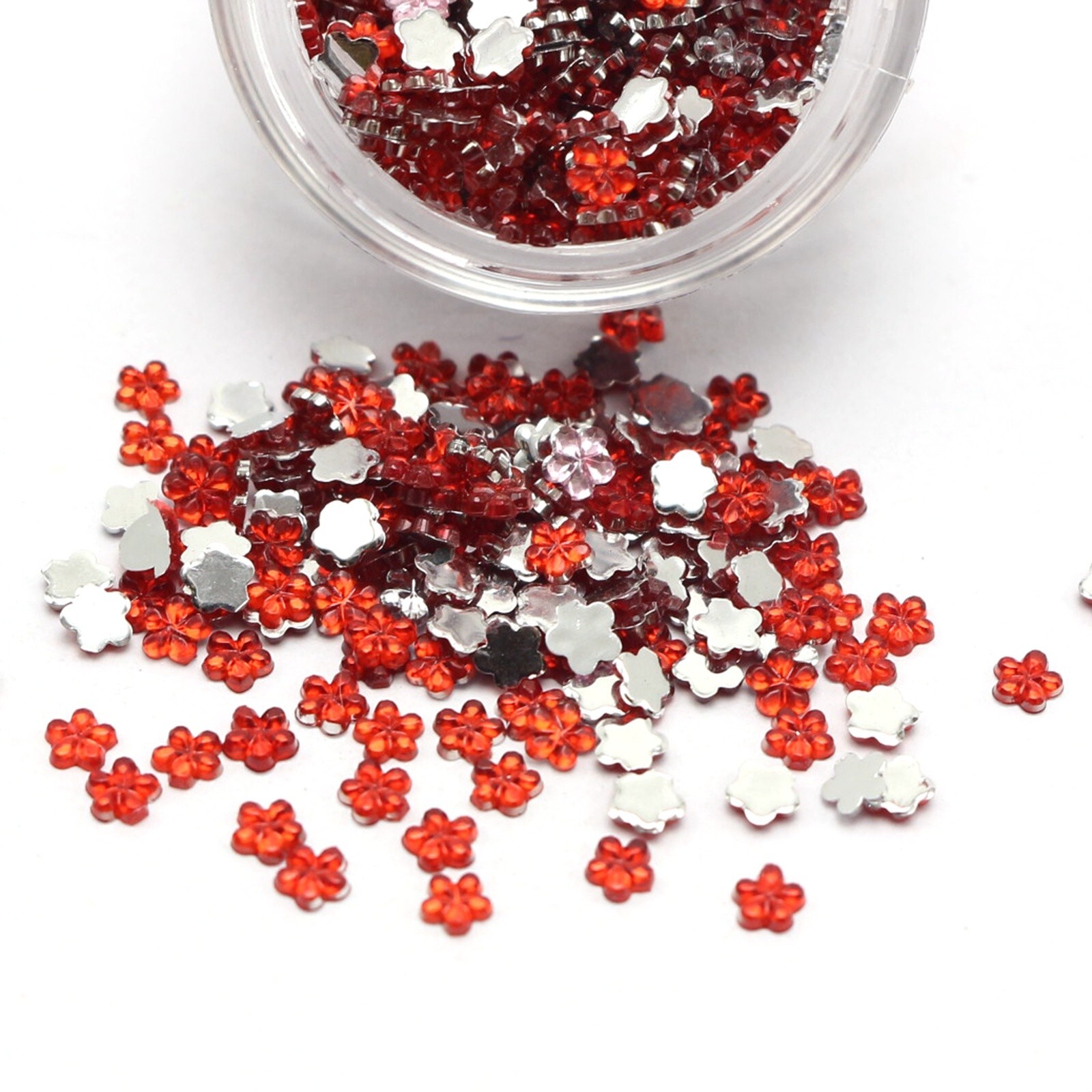 2400 Flower 3mm Flatback Acrylic Rhinestone Gems with Wheel 12 Colour Nail Art