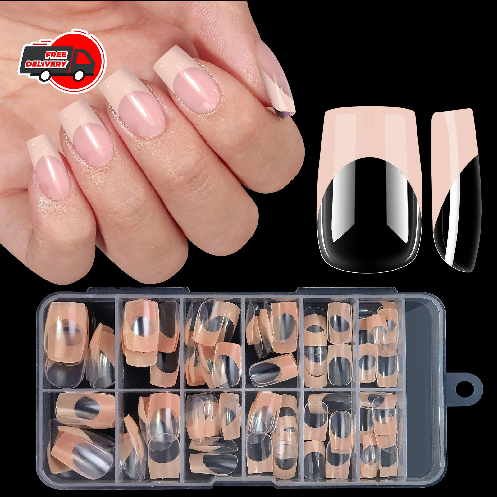 120Pcs False Nail Tips Short French Half Cover Artificial Acrylic Nails Clear