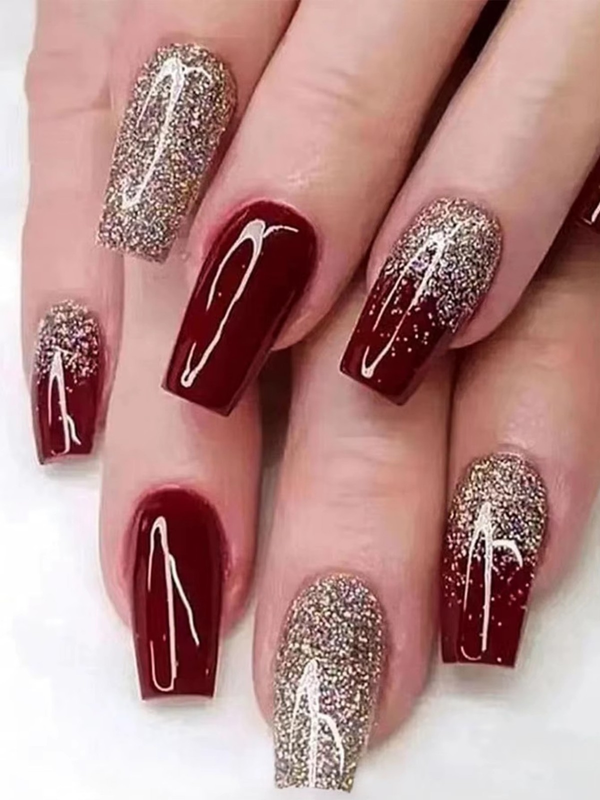 24pcs Glossy Pink Press-On Nails – Medium Square Full Cover Fake Nails