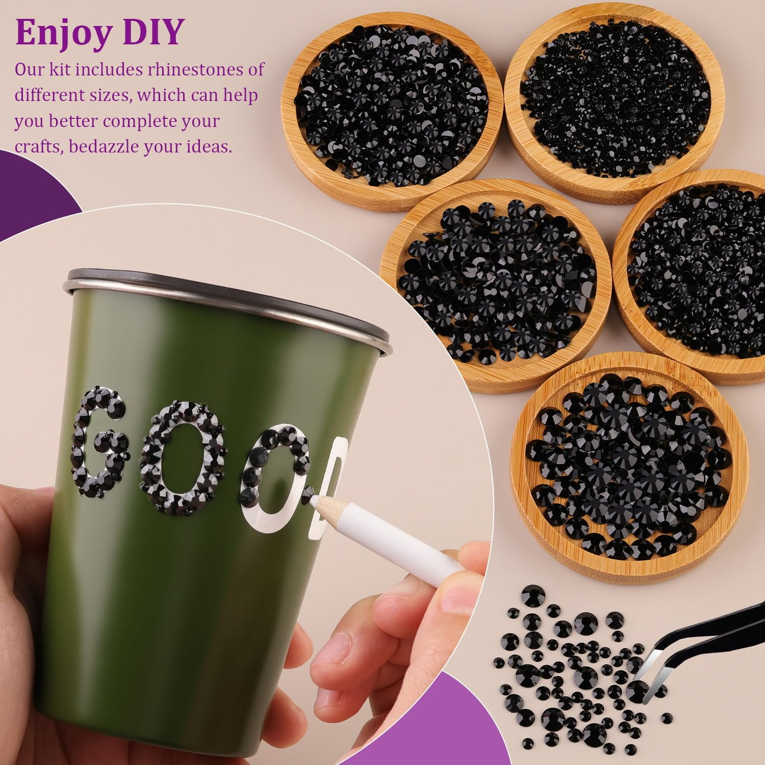 Resin Jelly Rhinestones for Crafting with B7000 Jewelry Glue, 2 Boxes Black Flat