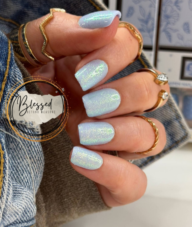 Red Aspen Press On Nails-Pretty & Peaceful, Paola-Acrylic-Short Squoval Blue
