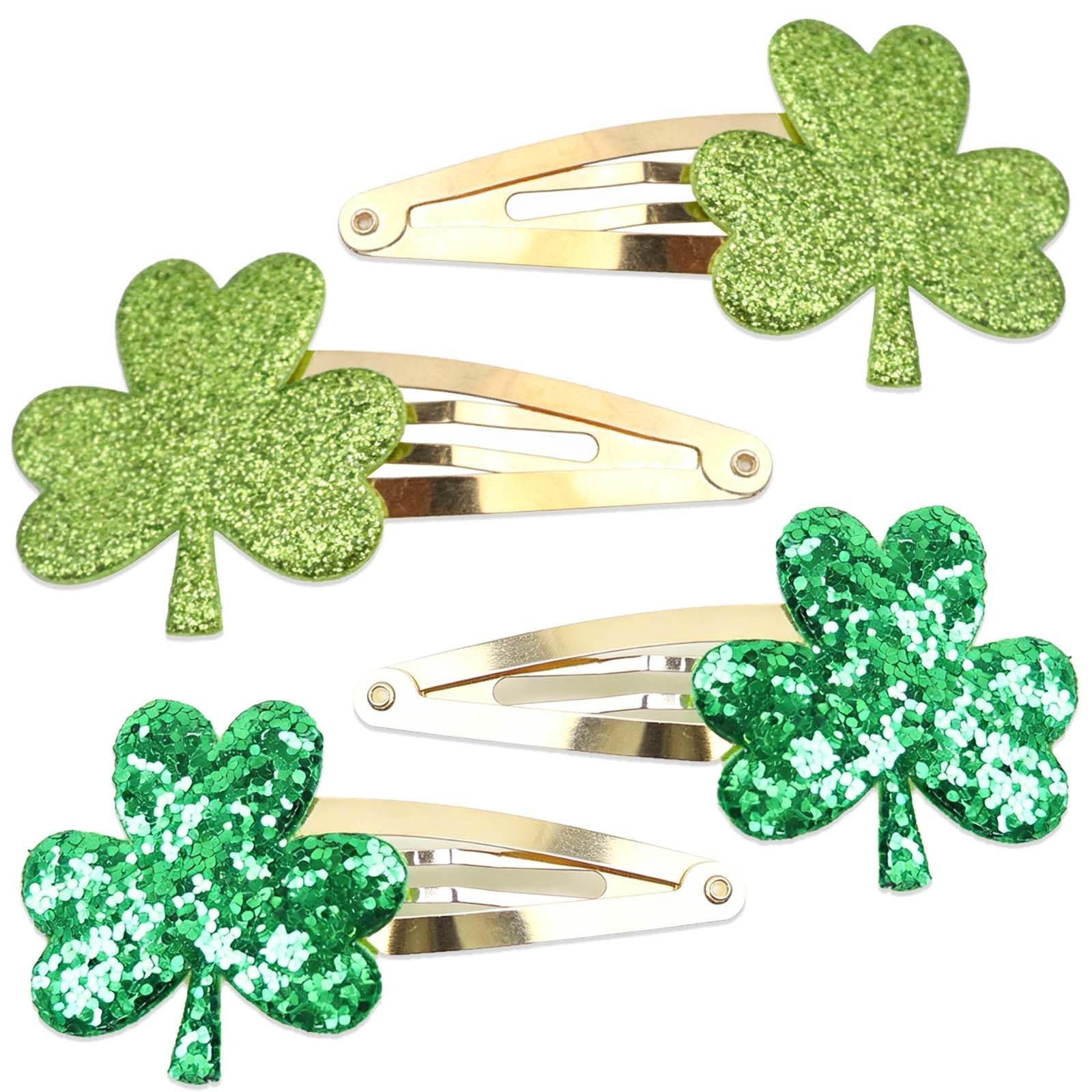 4Pcs St. Patrick’s Day Hair Clips Light Green Shamrock Hair Clips Dark Green …