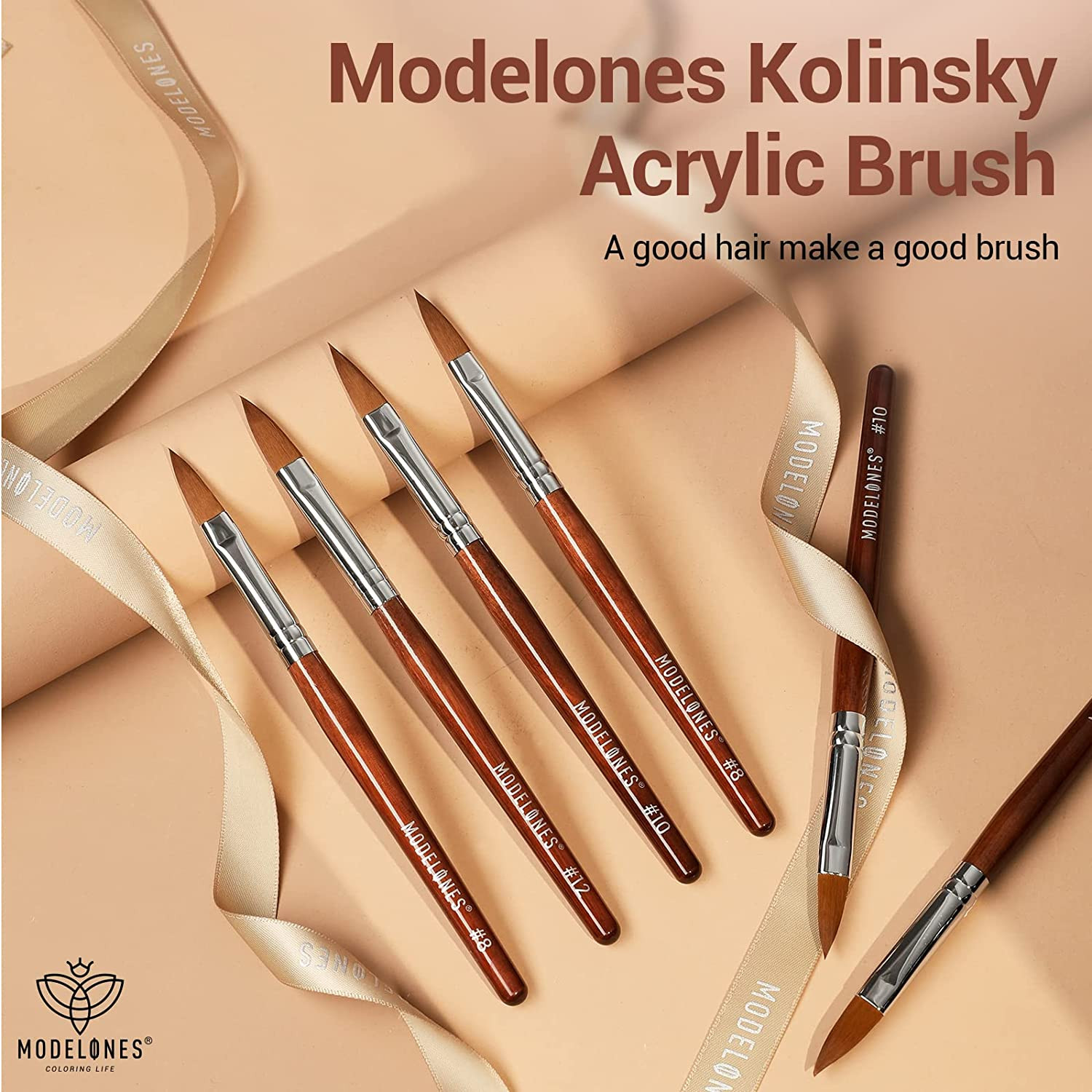 Kolinsky Acrylic Nail Brush Set, Size 8/10/12 round Shaped Nail