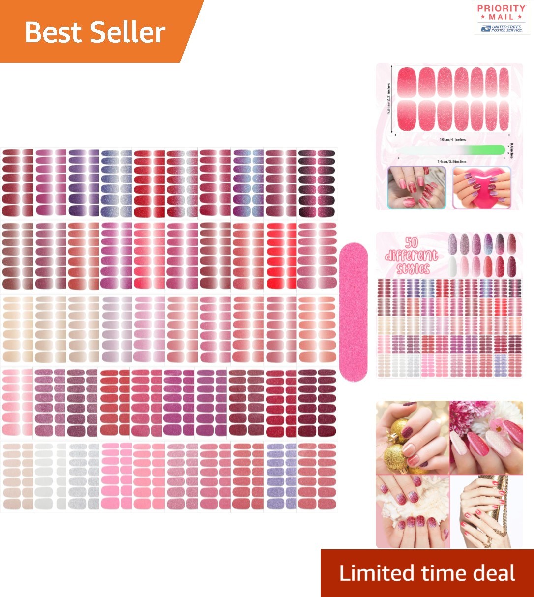 Color Nail Strips 700 Pieces Shimmery Nail Wraps Stickers Variety Pack for Women