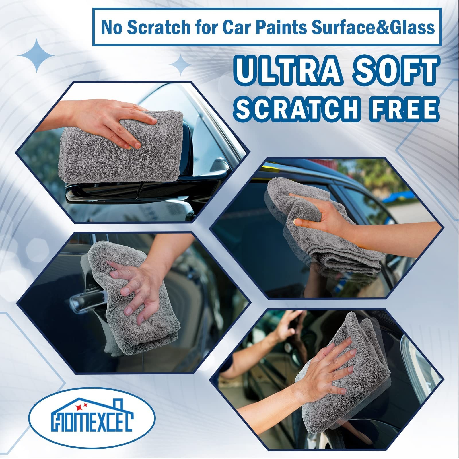 HOMEXCEL Professional Large Microfiber Car Drying Towels 2 Pack, Lint Free, S…