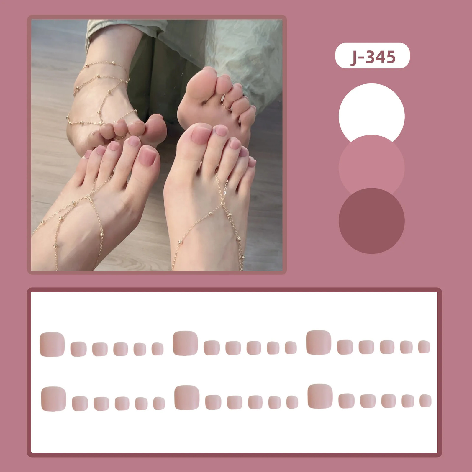36pcs Matte Pink Solid Color Press On Toenails
