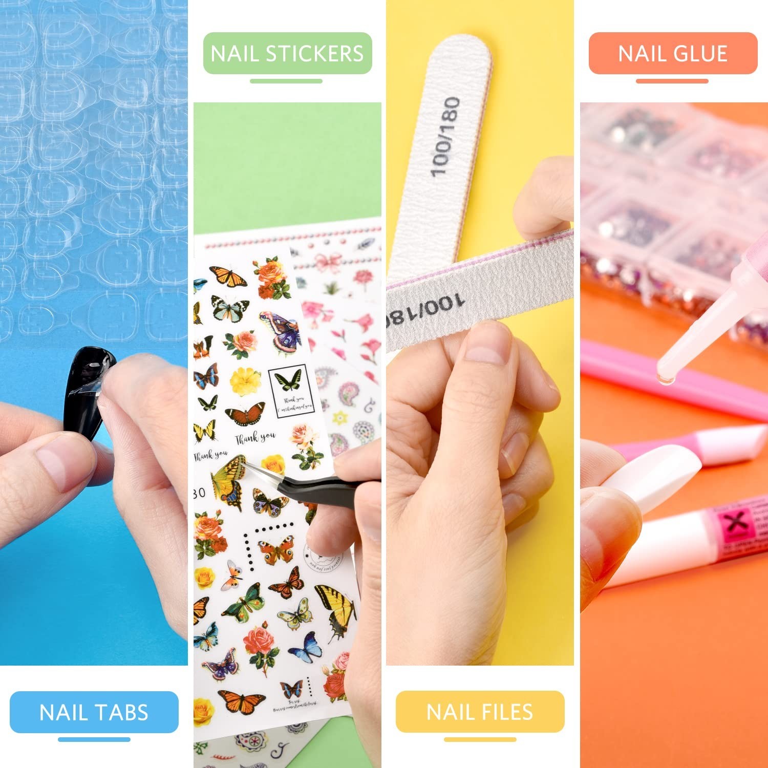 TsMADDTs Press On Nails Almond, 24 Colors 720 pcs Short Fake Nails for Women