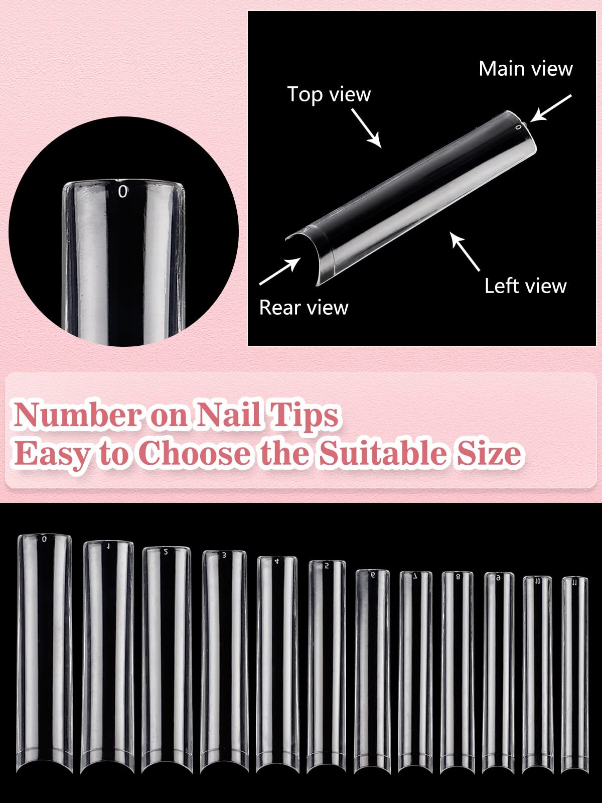 504 Pcs 3XL Long Square Nail Tips No C Curve Nail Tips Half Cover False Nails