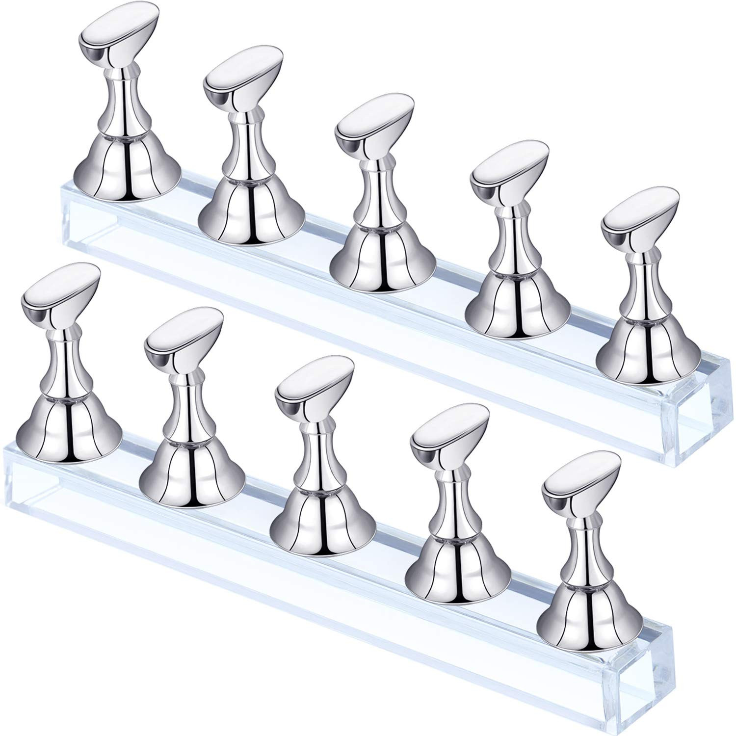 2 Sets Acrylic Nail Display Stand Magnetic Press on Nail Holder for Manicure