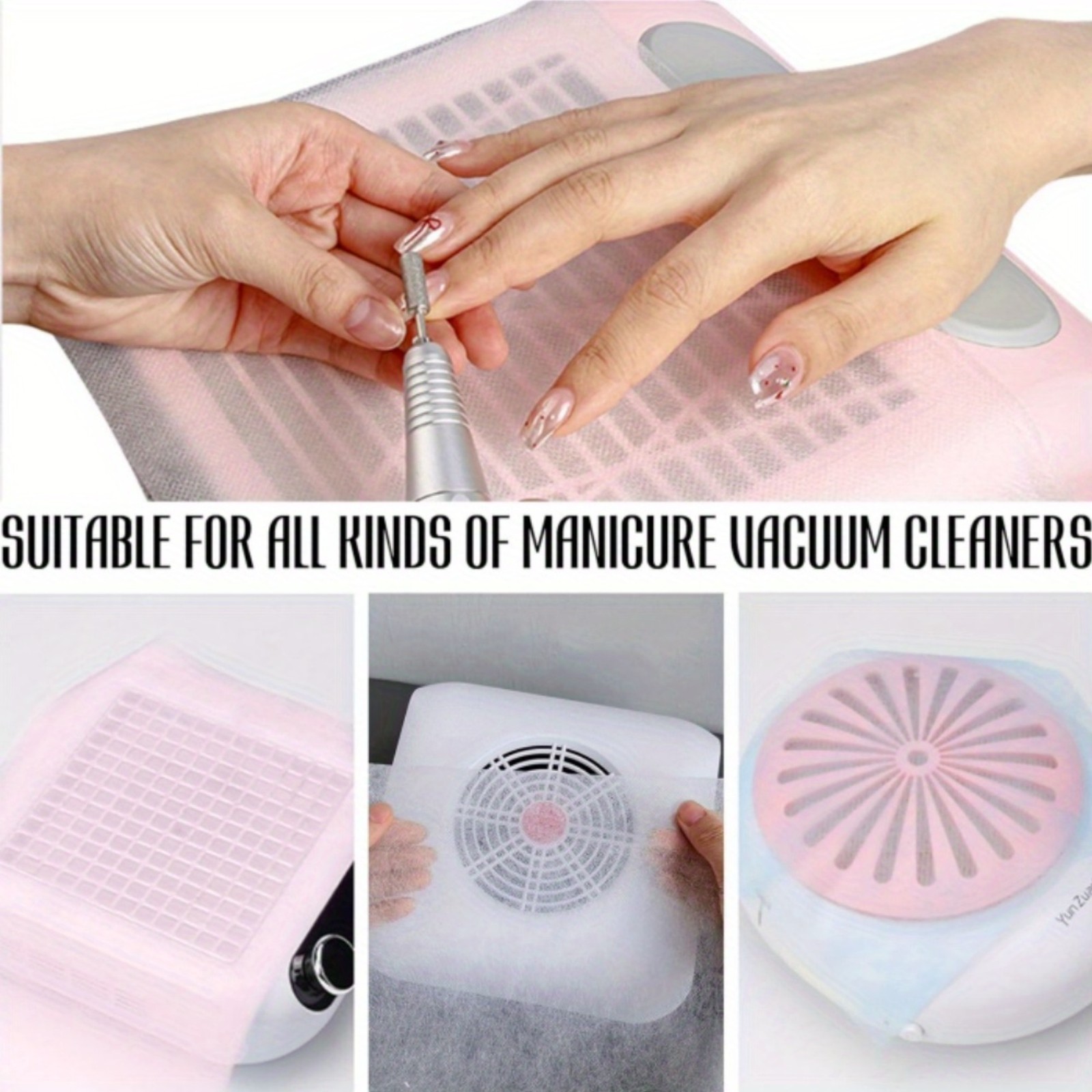 100pcs Pink Disposable Non Woven Unscented Nail Art Vacuum Dust Collection