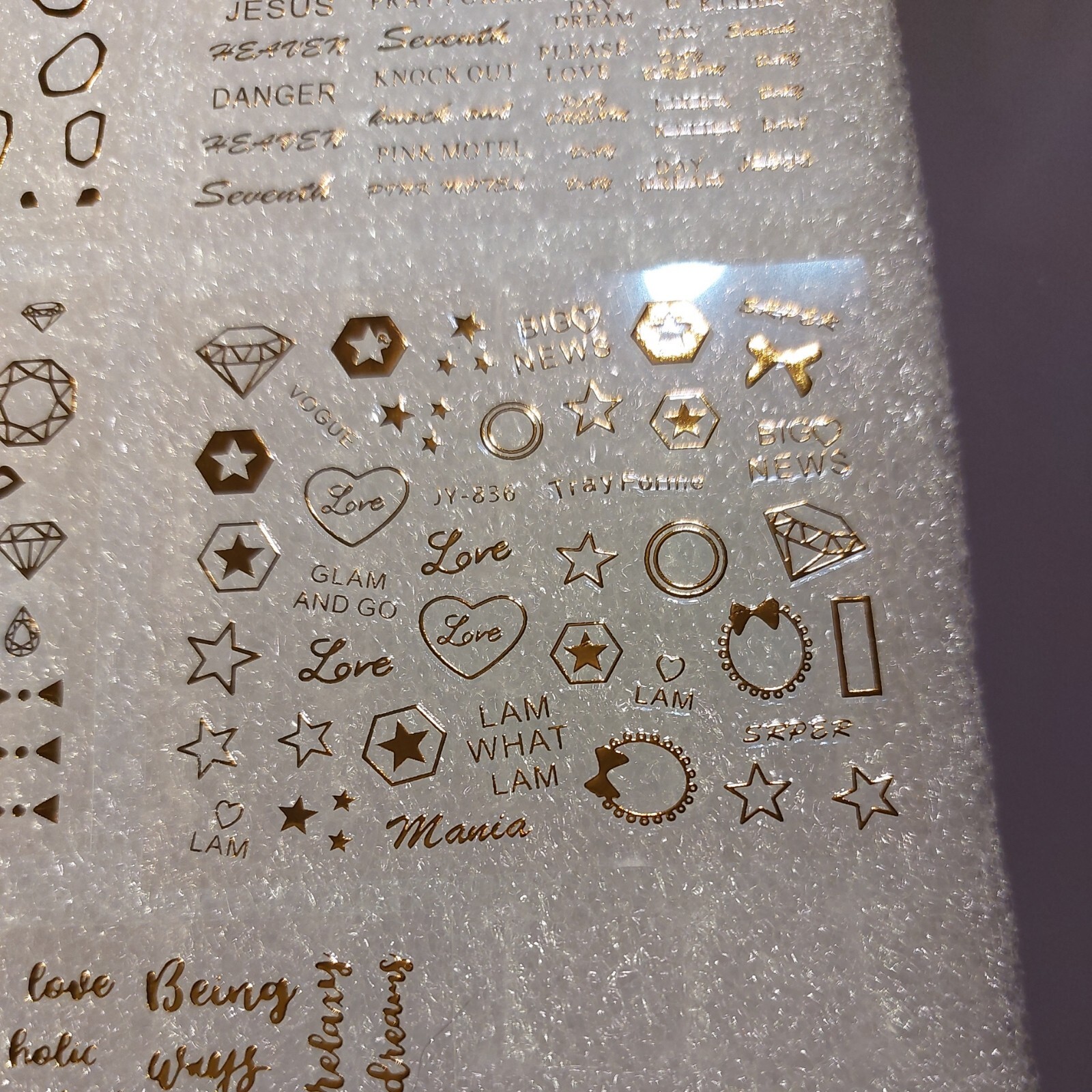 5 X Small Sheets Of Gold Nail Art Stickers (Dn253) New
