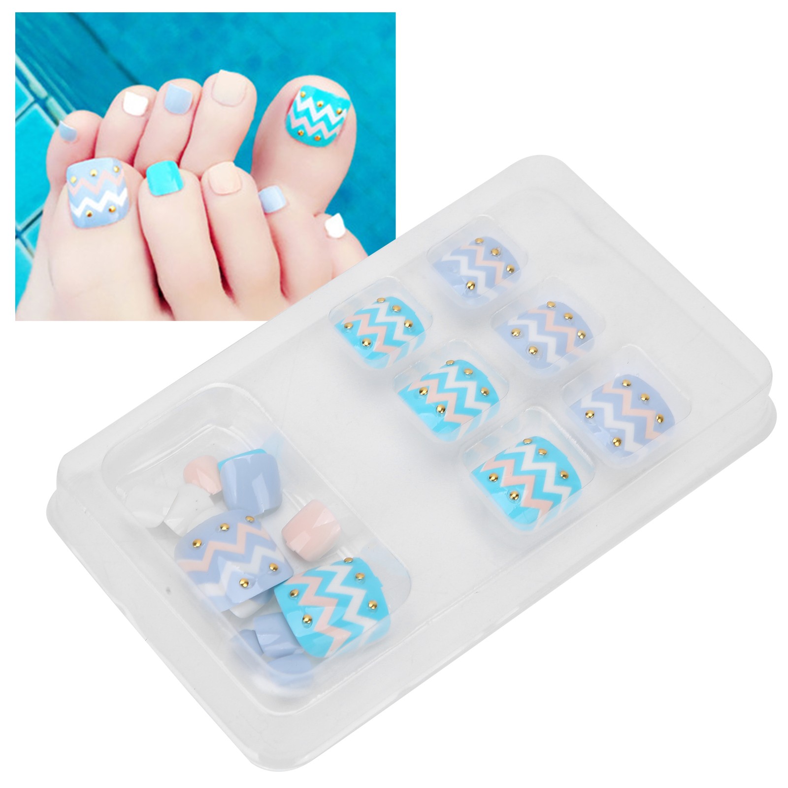 24pcs Fake Toe Nails Charming Design For Parties & Weddings Excellent