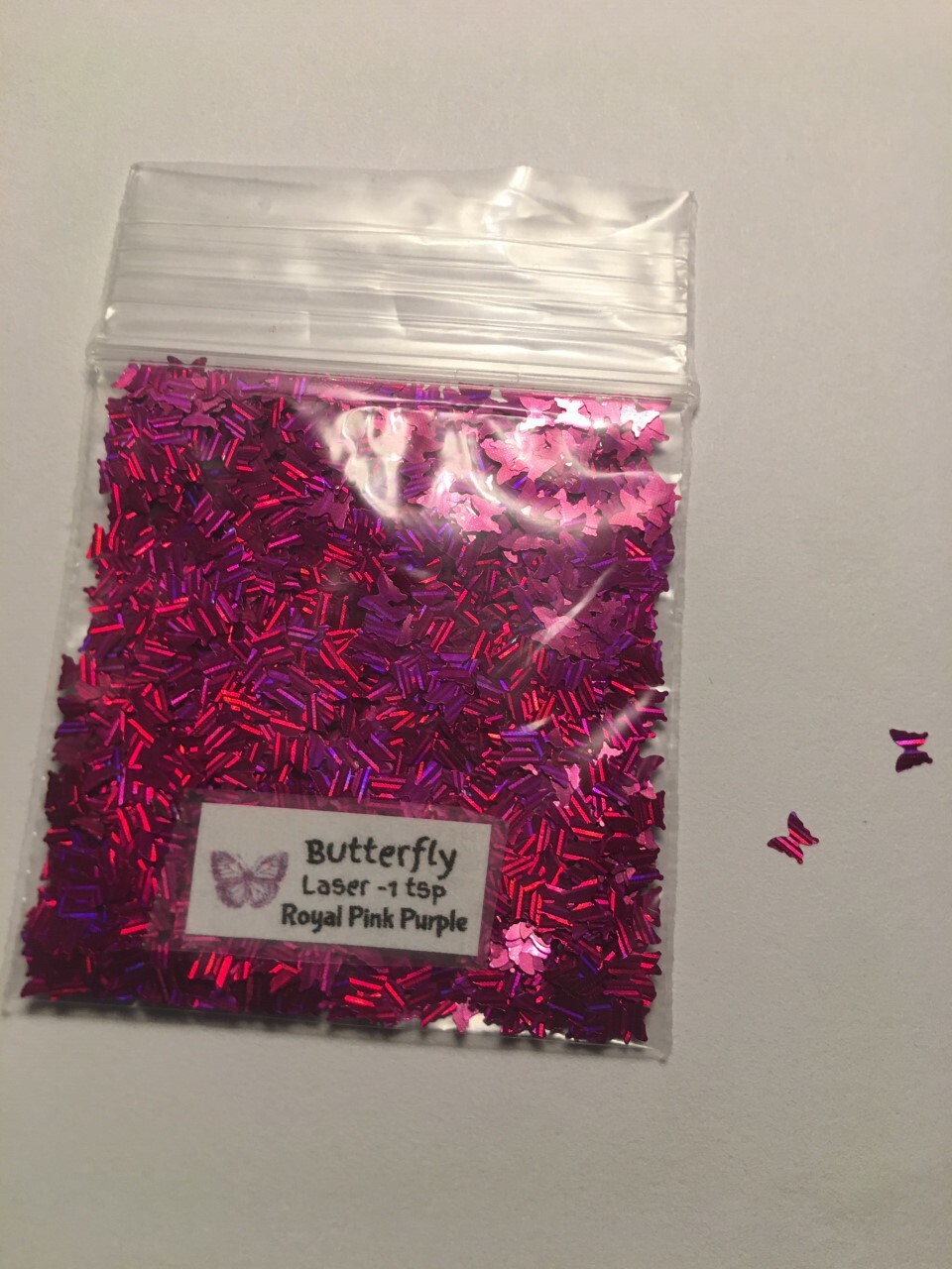 NEW Laser BUTTERFLY (Royal Pink Purple) Glitter 1tsp-4Nail Art Face Craft-US