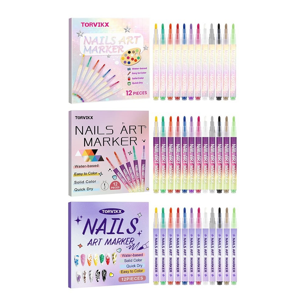 12 Color Nail Art Markers For Gel Nails,Nail Art Pens Set DIY Nail Art Marker JQ