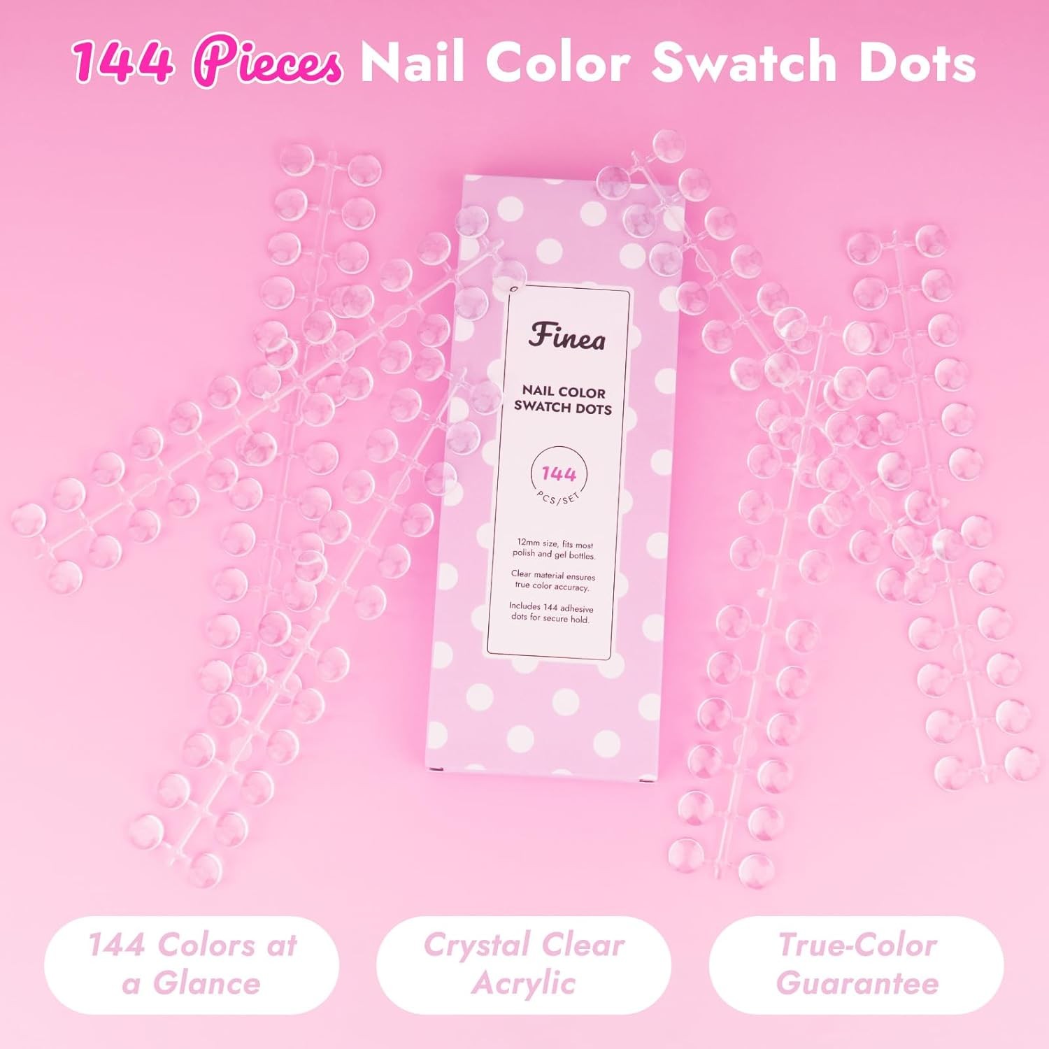 Transparent Acrylic Nail Polish Color Swatch Display Dots with Stickers Clear