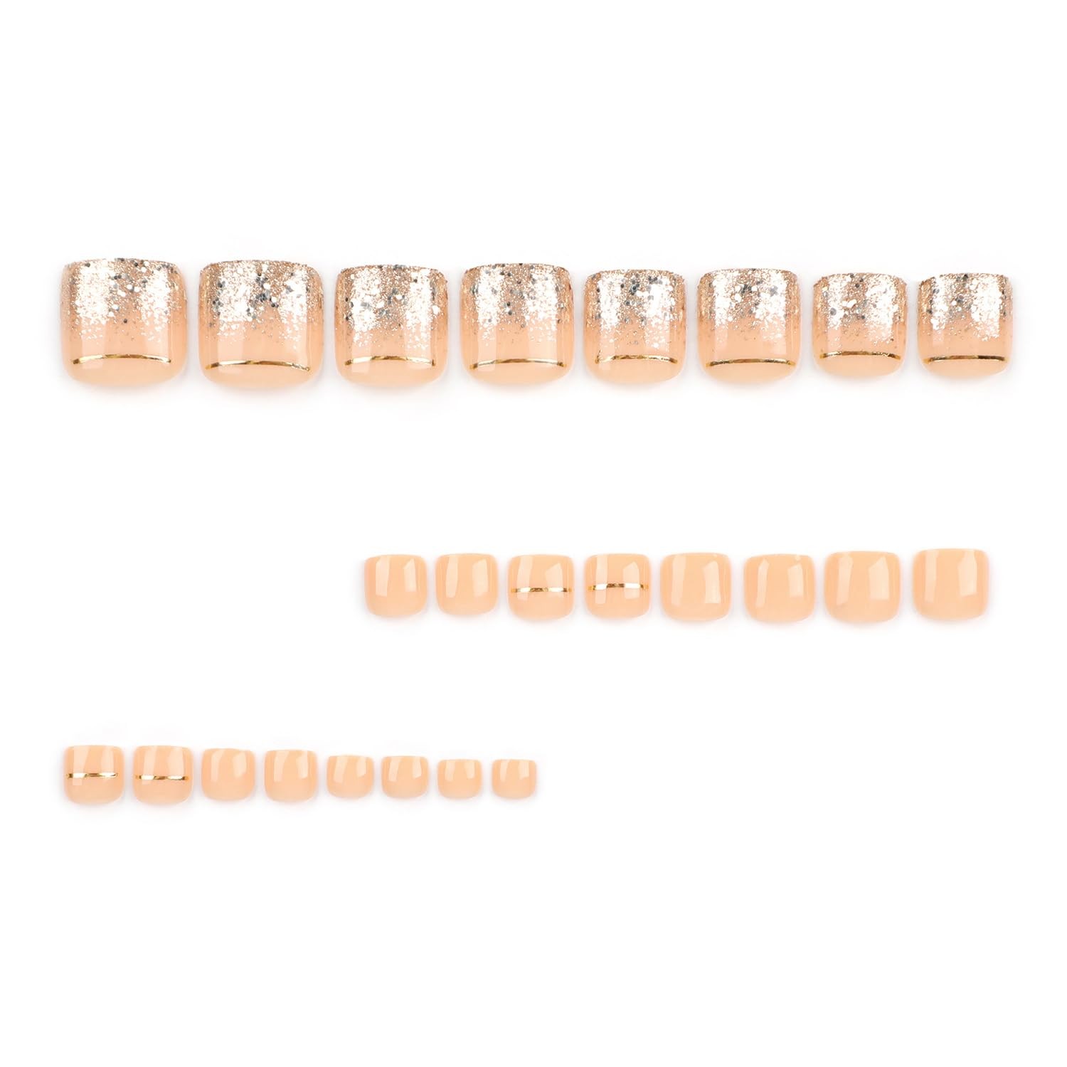 24 Pcs Nude Press on Toenails Square Toe Nails Short Fake Color1